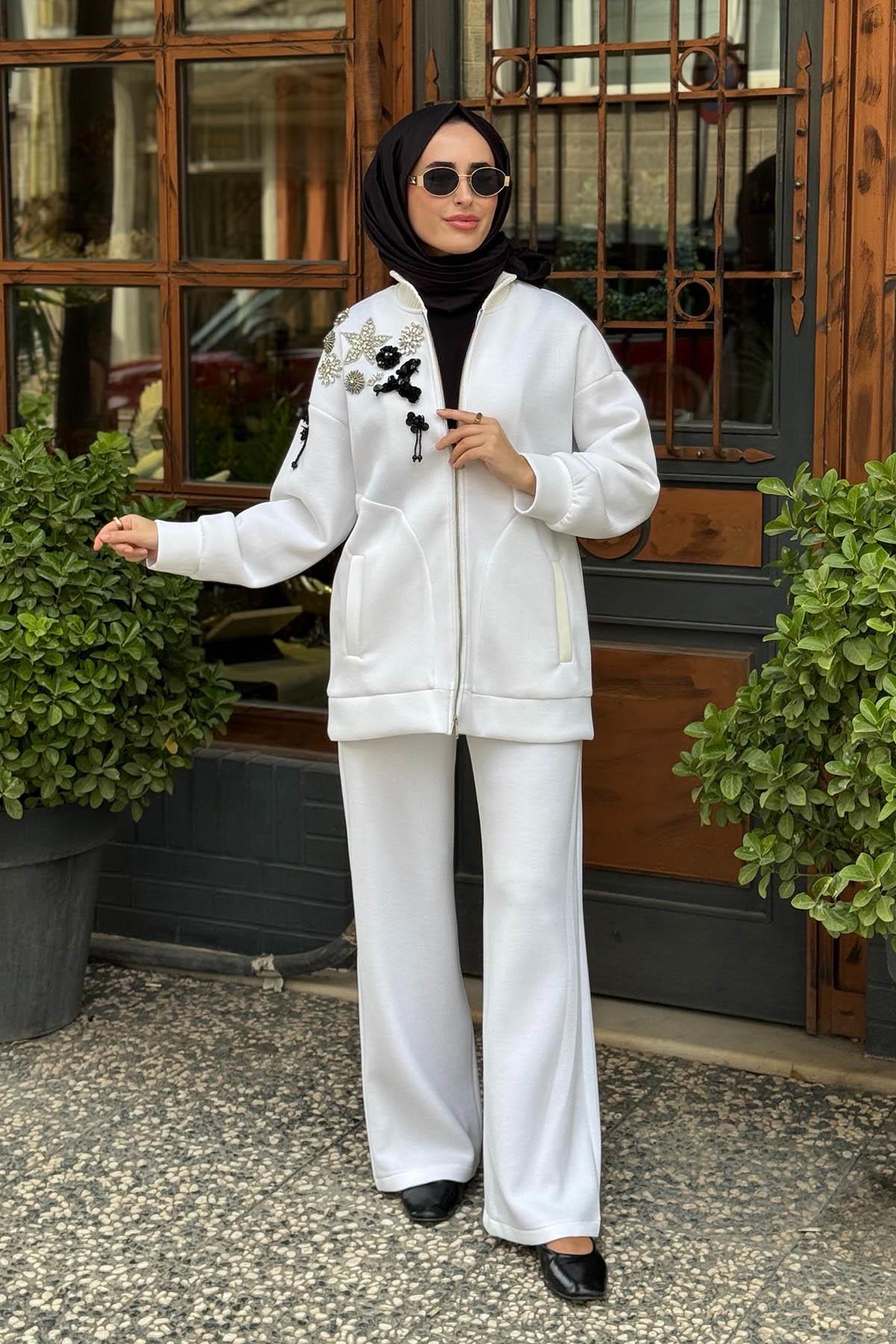 MOOR Star Pantolonlu Takım 25W4031 Ekru