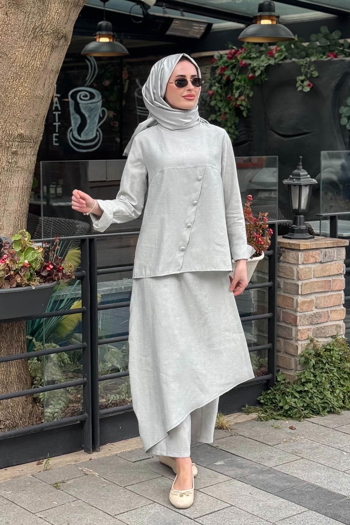 NAKİ & MASCARA Pantolonlu Takım 26MY2146 Gümüş
