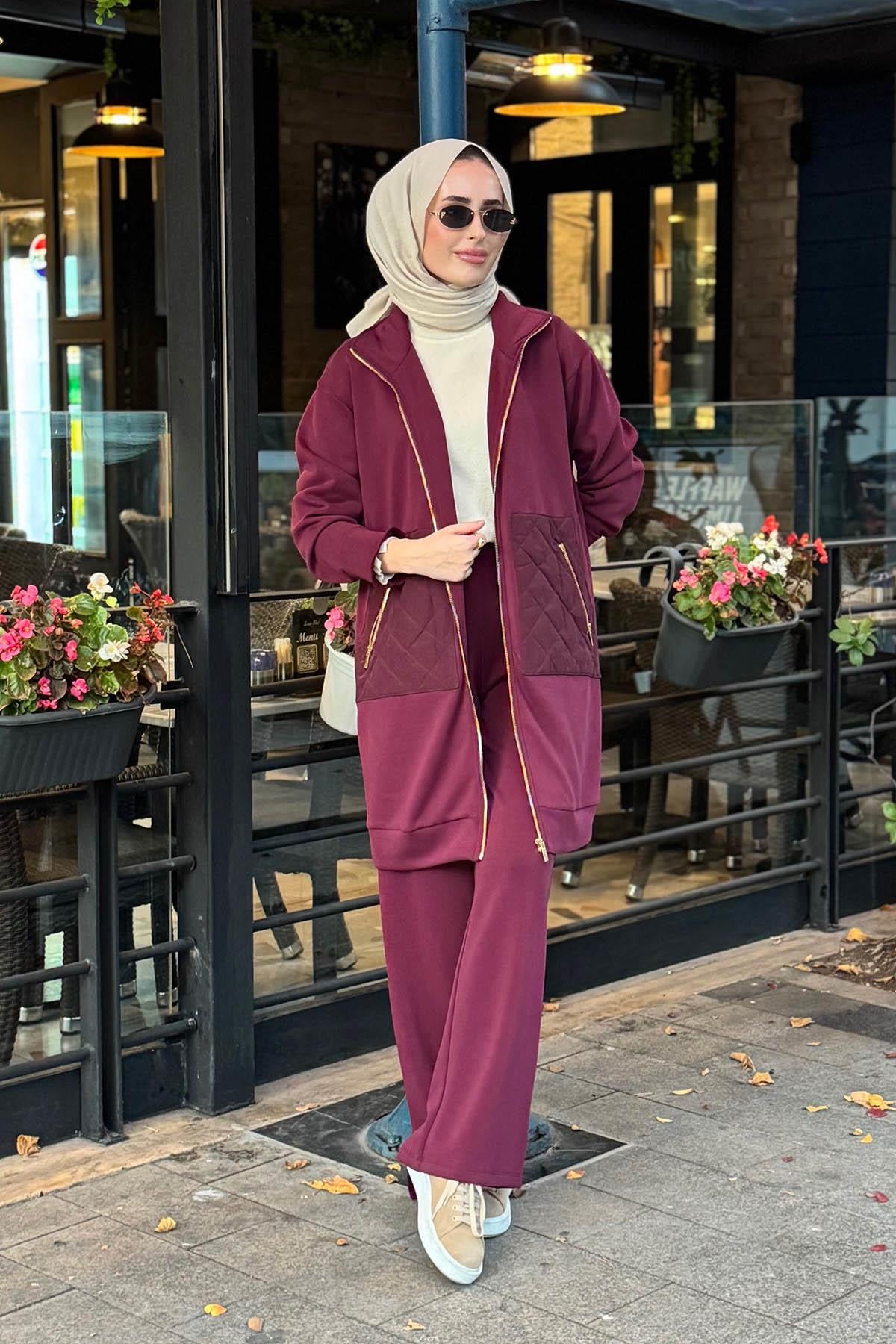 NAKİ & MASCARA Pantolonlu Takım 56MK1106 Mürdüm
