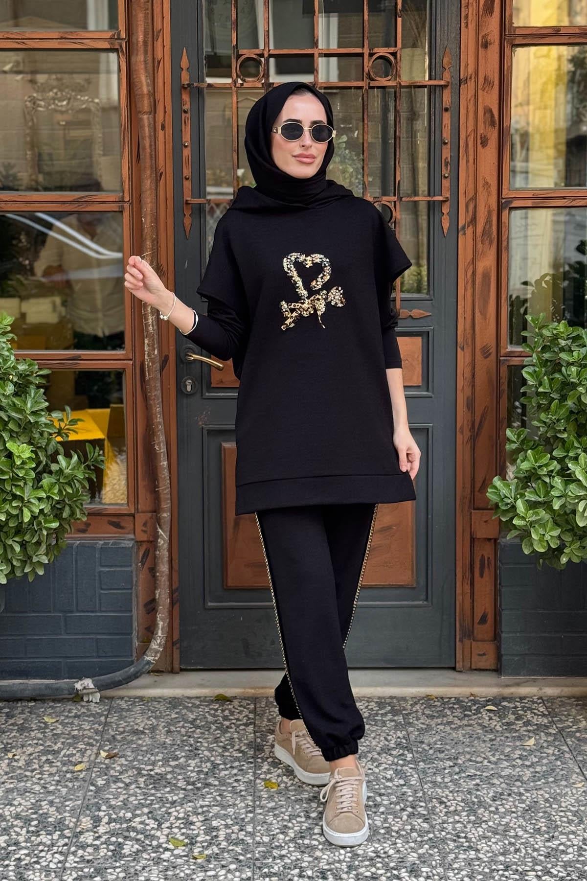 NAKİ & MASCARA Pantolonlu Takım 56MK2105 Siyah