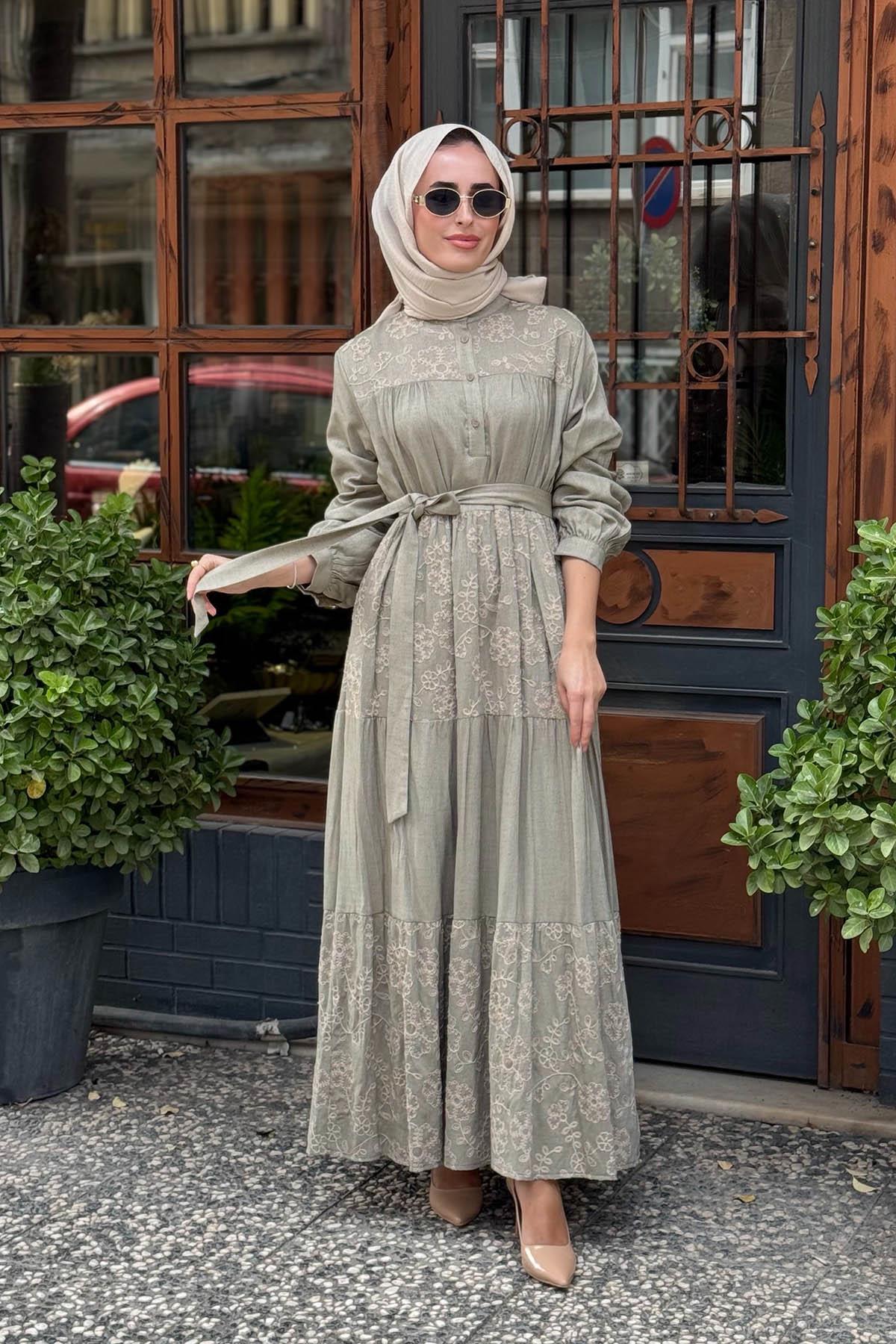 Nurcan Çetin Elbise 25146 Haki