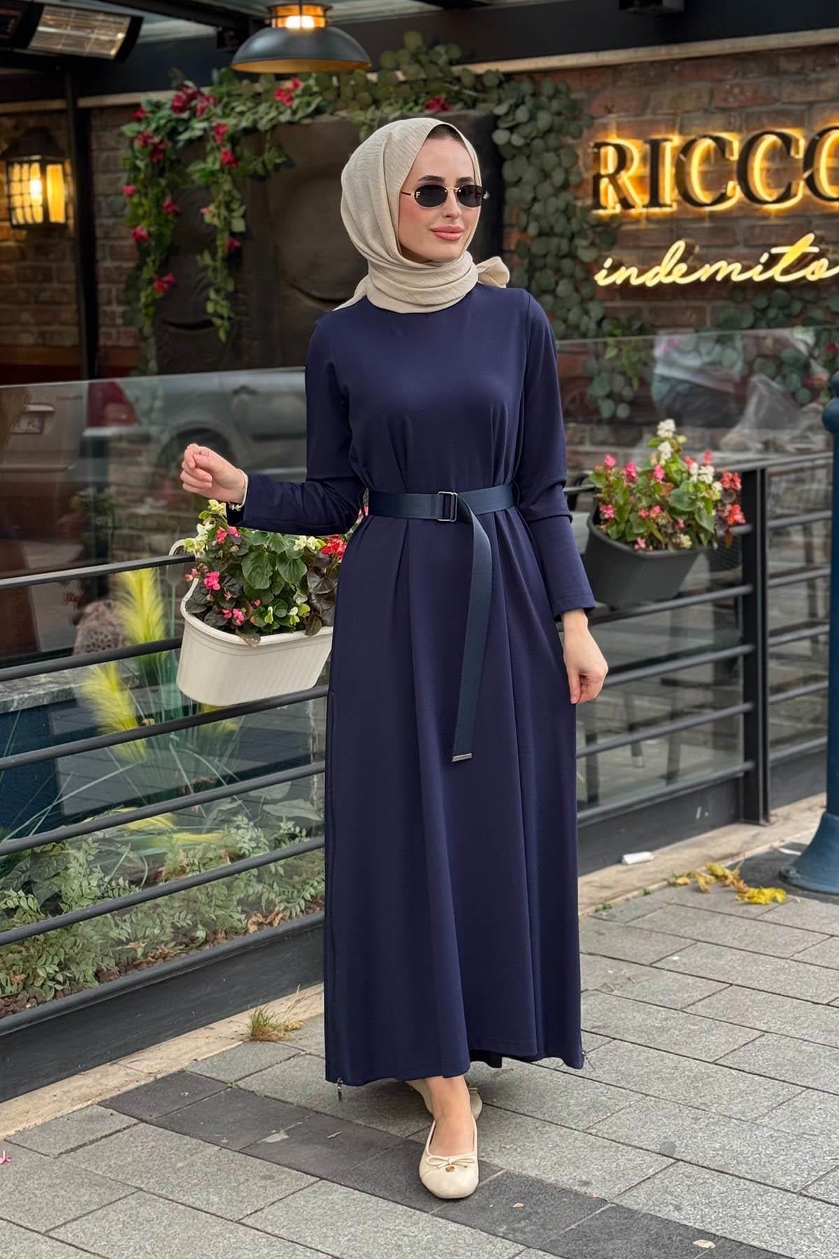 Nurcan Çetin Elbise 25177 Lacivert