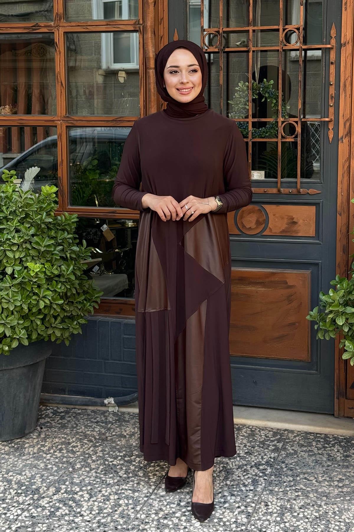 Nurcan Çetin Elbise 25180 Kahve