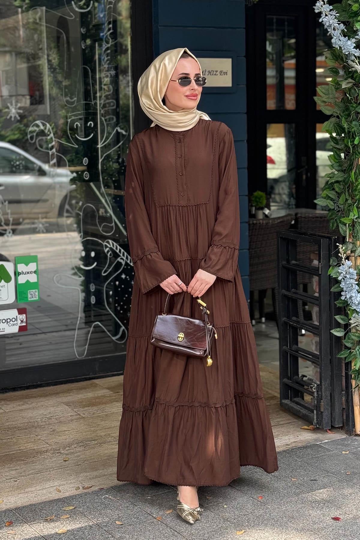 Nurcan Çetin Elbise 26130 Kahve