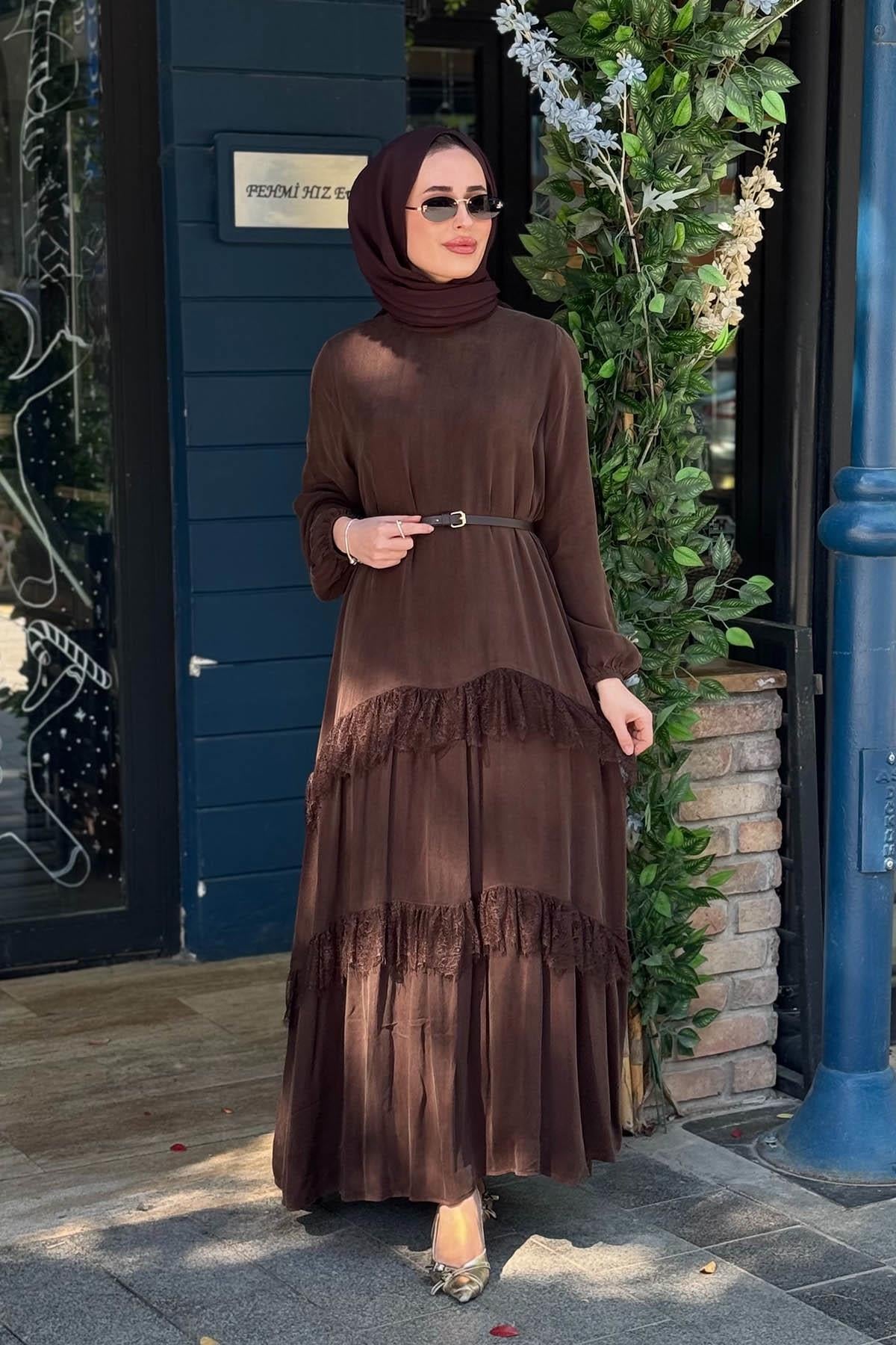 Nurcan Çetin Elbise 26132A Kahve