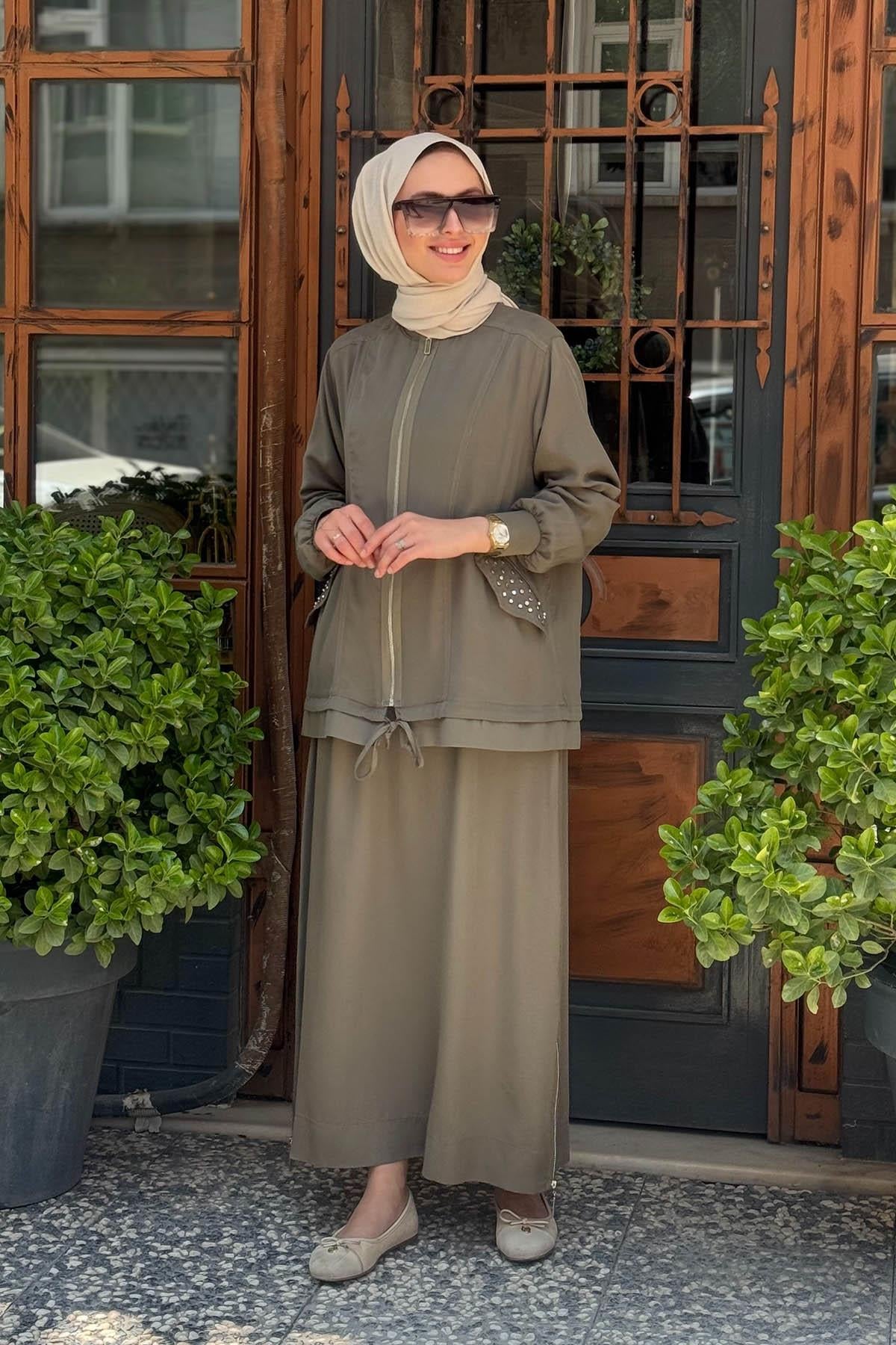 Nurcan Çetin Etekli Takım 25411 Haki