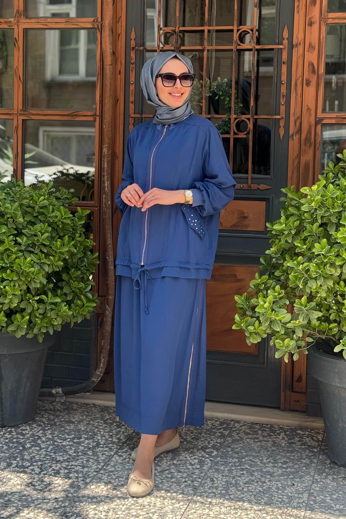 Nurcan Çetin Etekli Takım 25411 İndigo
