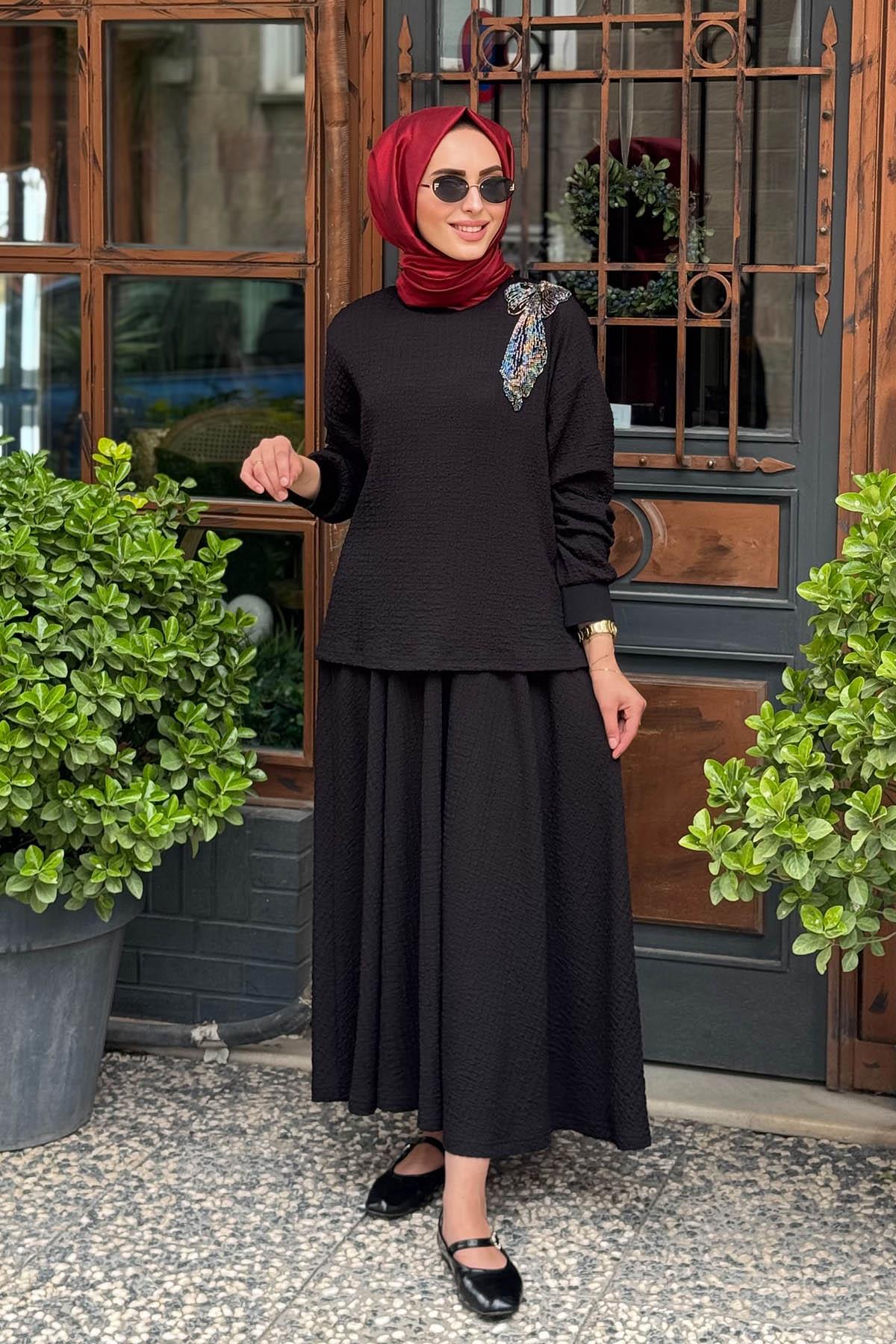 Nurcan Çetin Etekli Takım 25443 Siyah