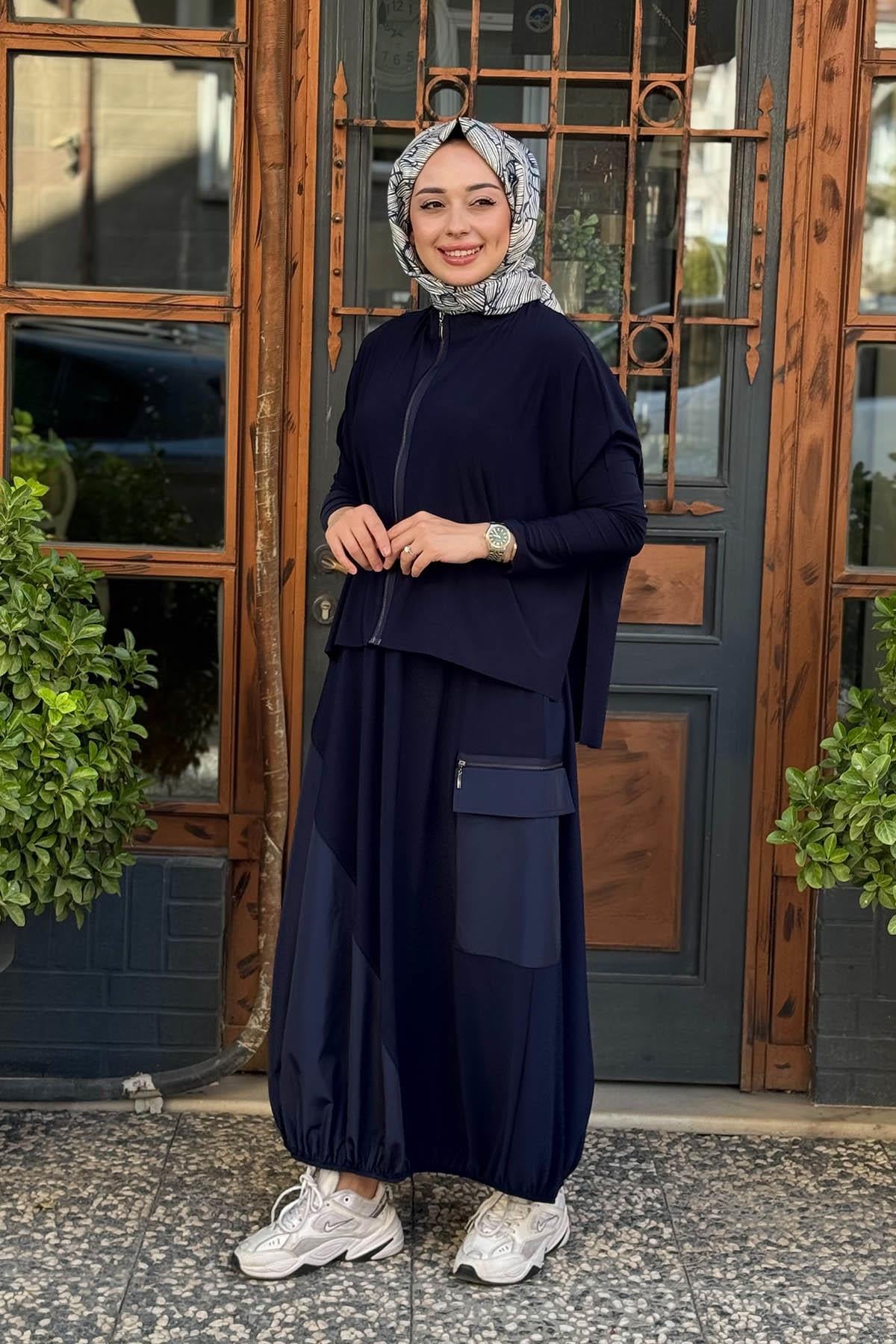 Nurcan Çetin Etekli Takım 25457 Lacivert