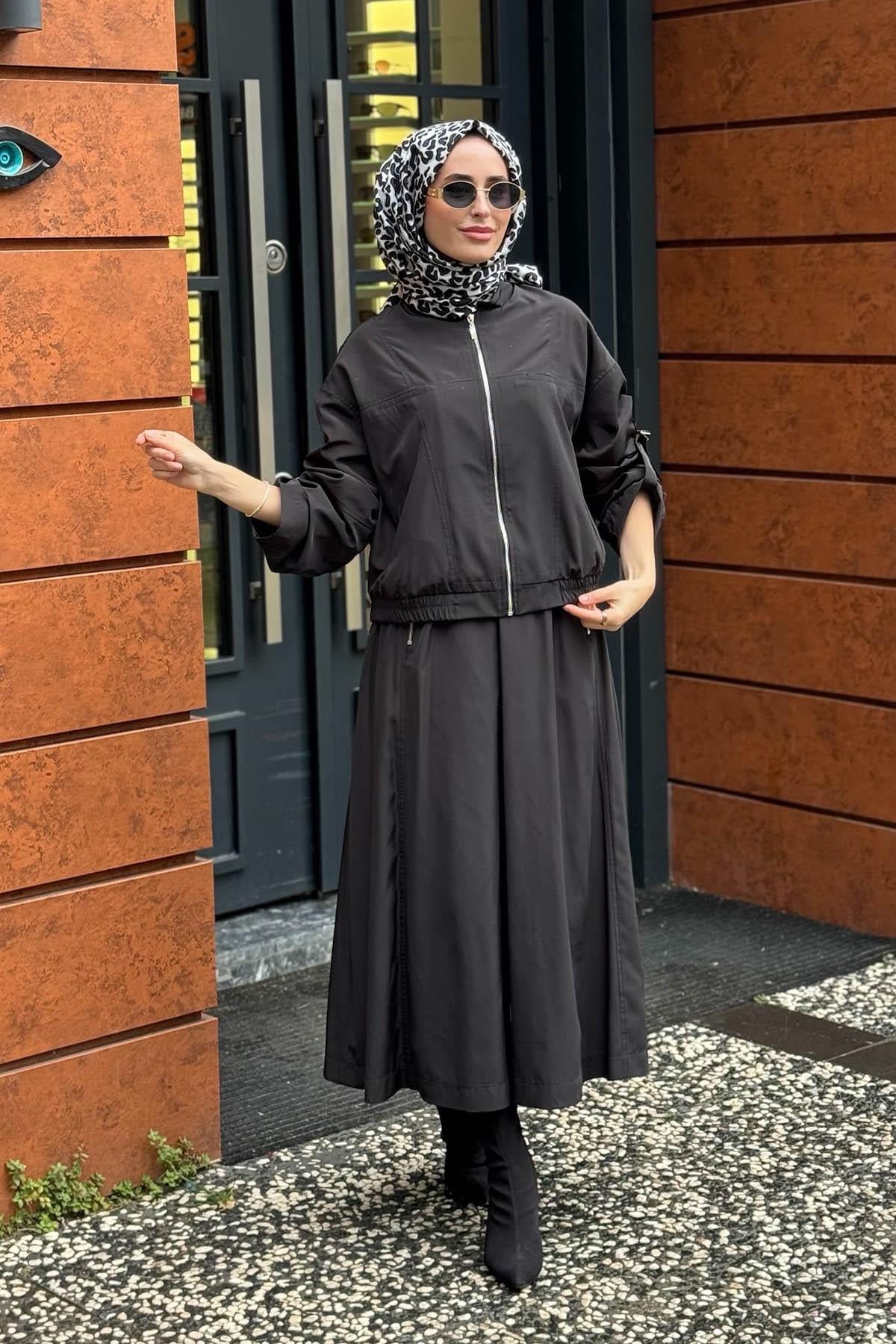 Nurcan Çetin Etekli Takım 25544 Siyah