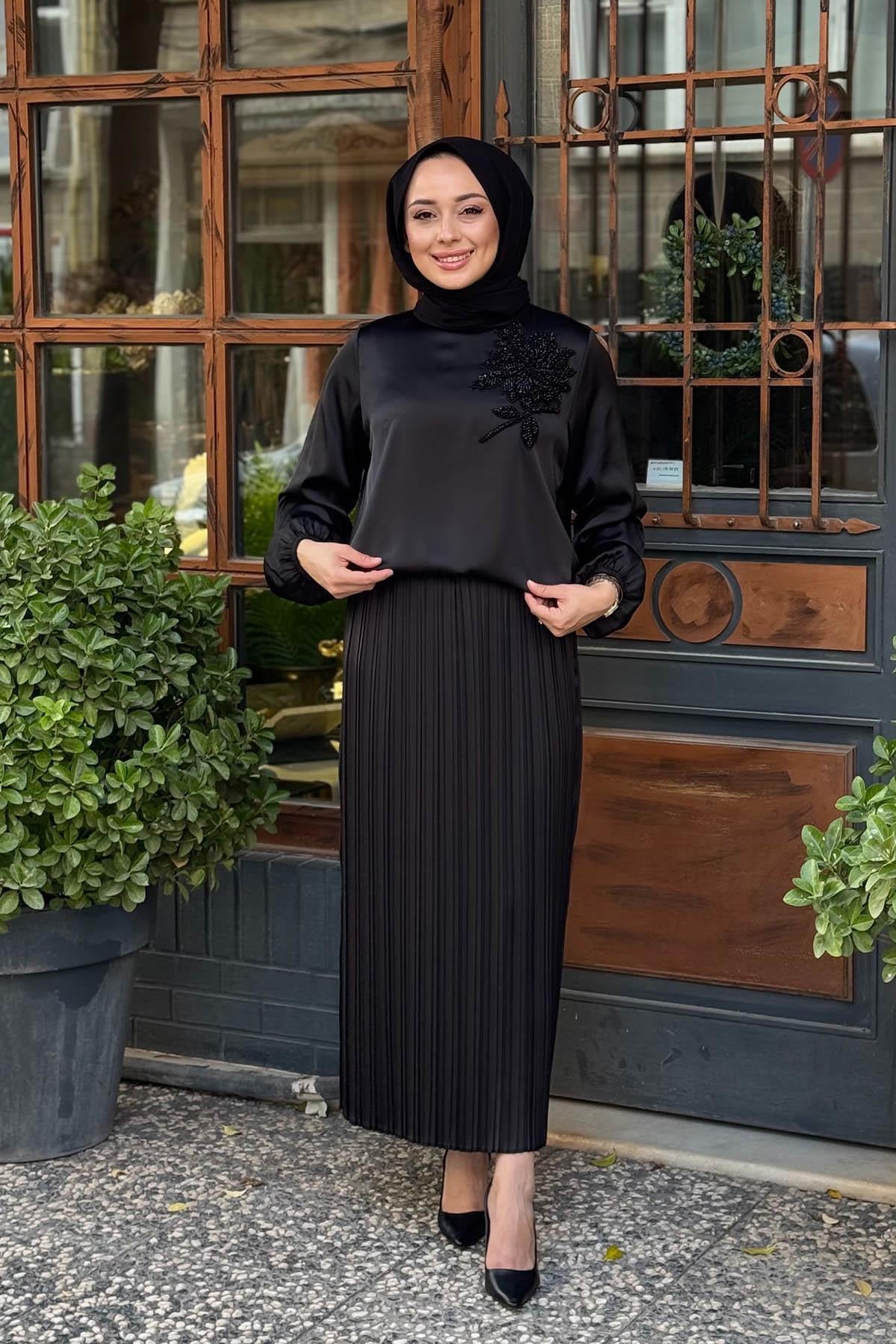 Nurcan Çetin Etekli Takım 25567 Siyah