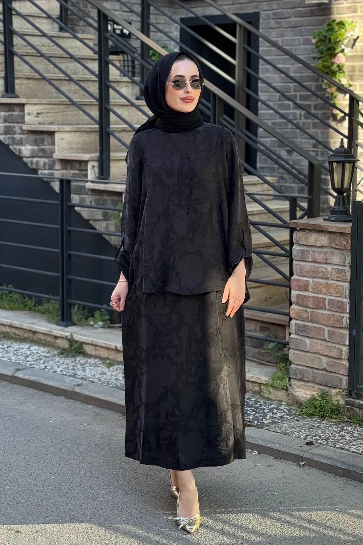Nurcan Çetin Etekli Takım 26406 Siyah
