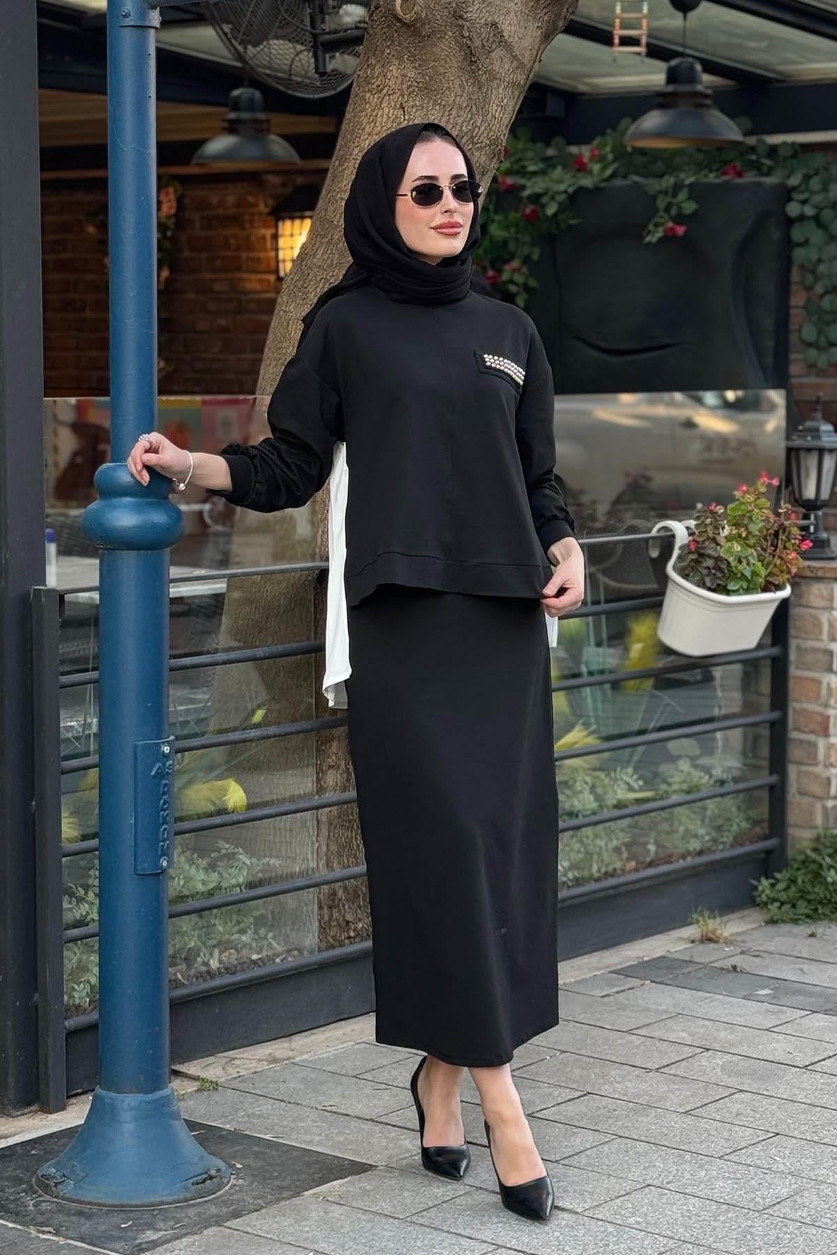 Nurcan Çetin Etekli Takım 26492 Siyah