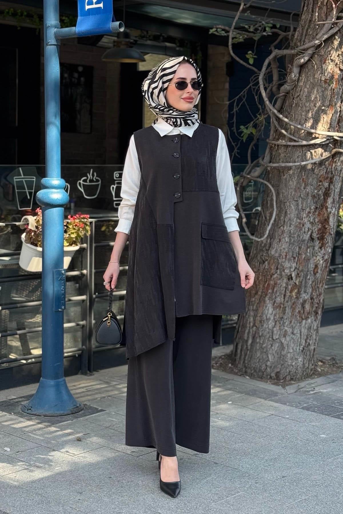 Nurcan Çetin Pantlolonlu Takım 26609 Siyah