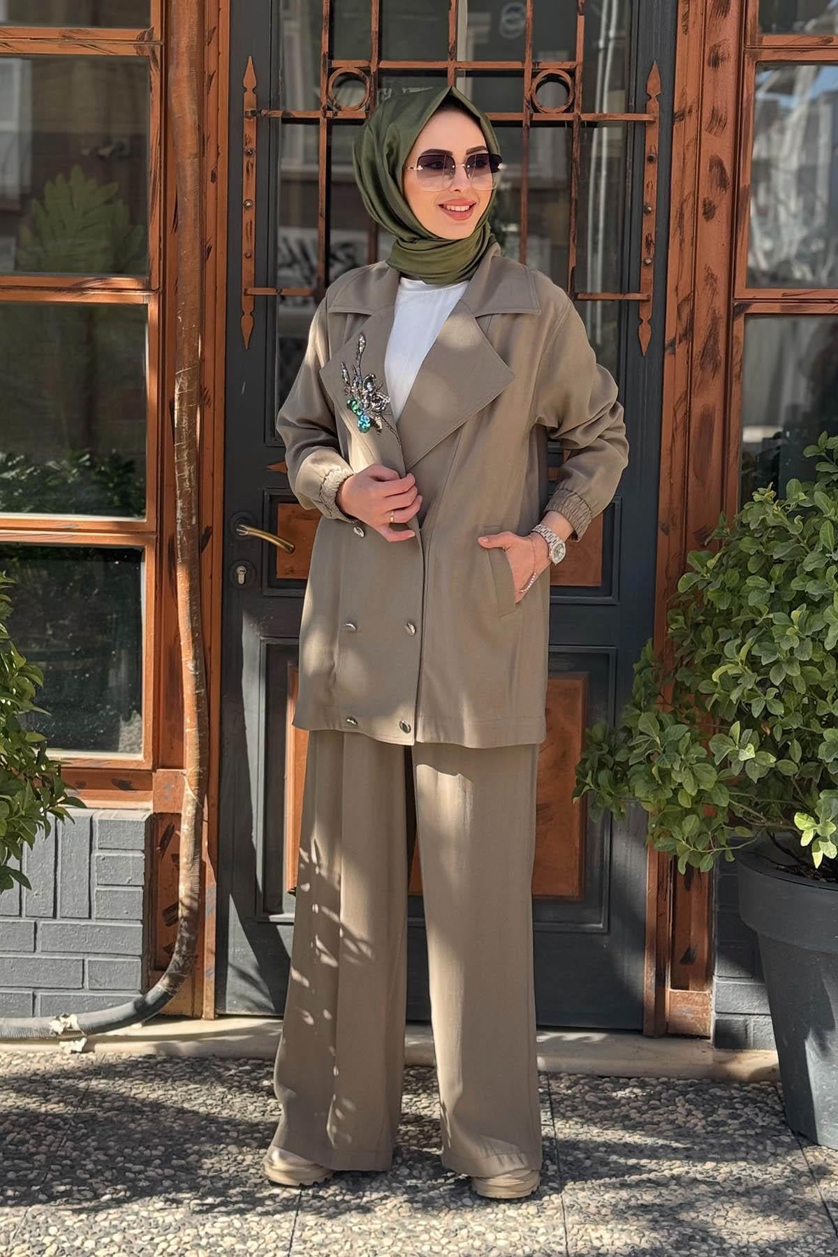 Nurcan Çetin Pantolonlu Takım 25415 Haki