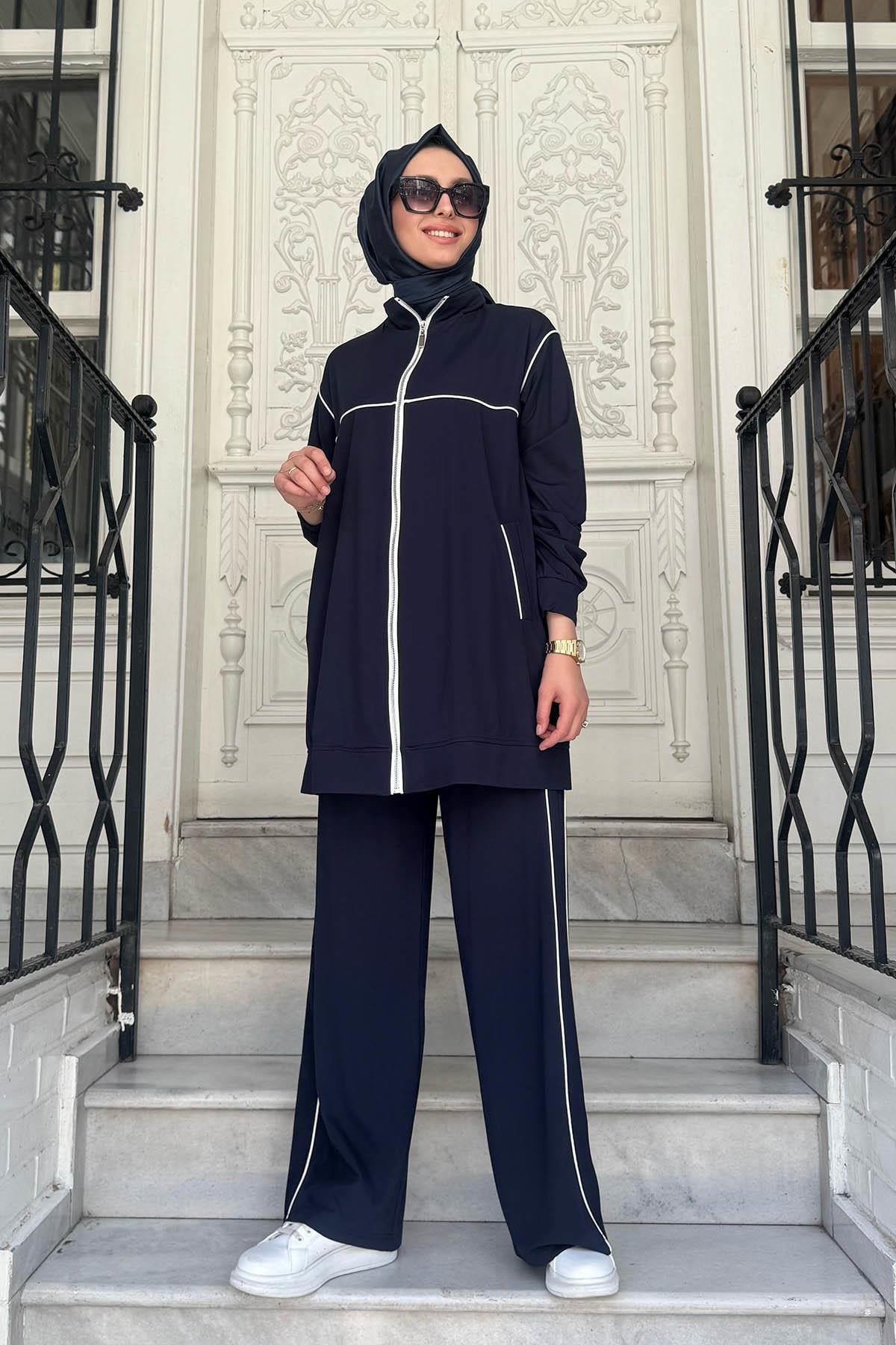 Nurcan Çetin Pantolonlu Takım 25423 Lacivert