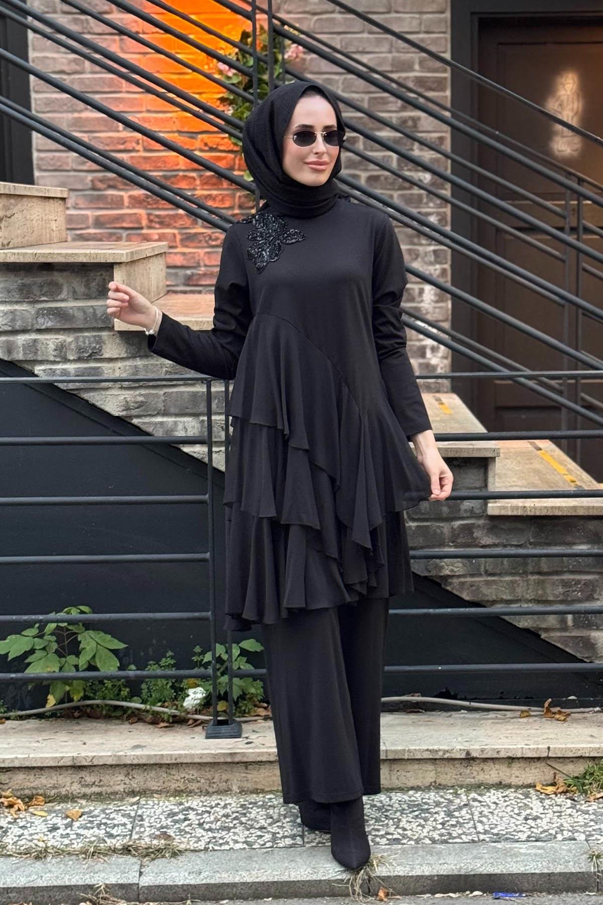 Nurcan Çetin Pantolonlu Takım 25541 Siyah