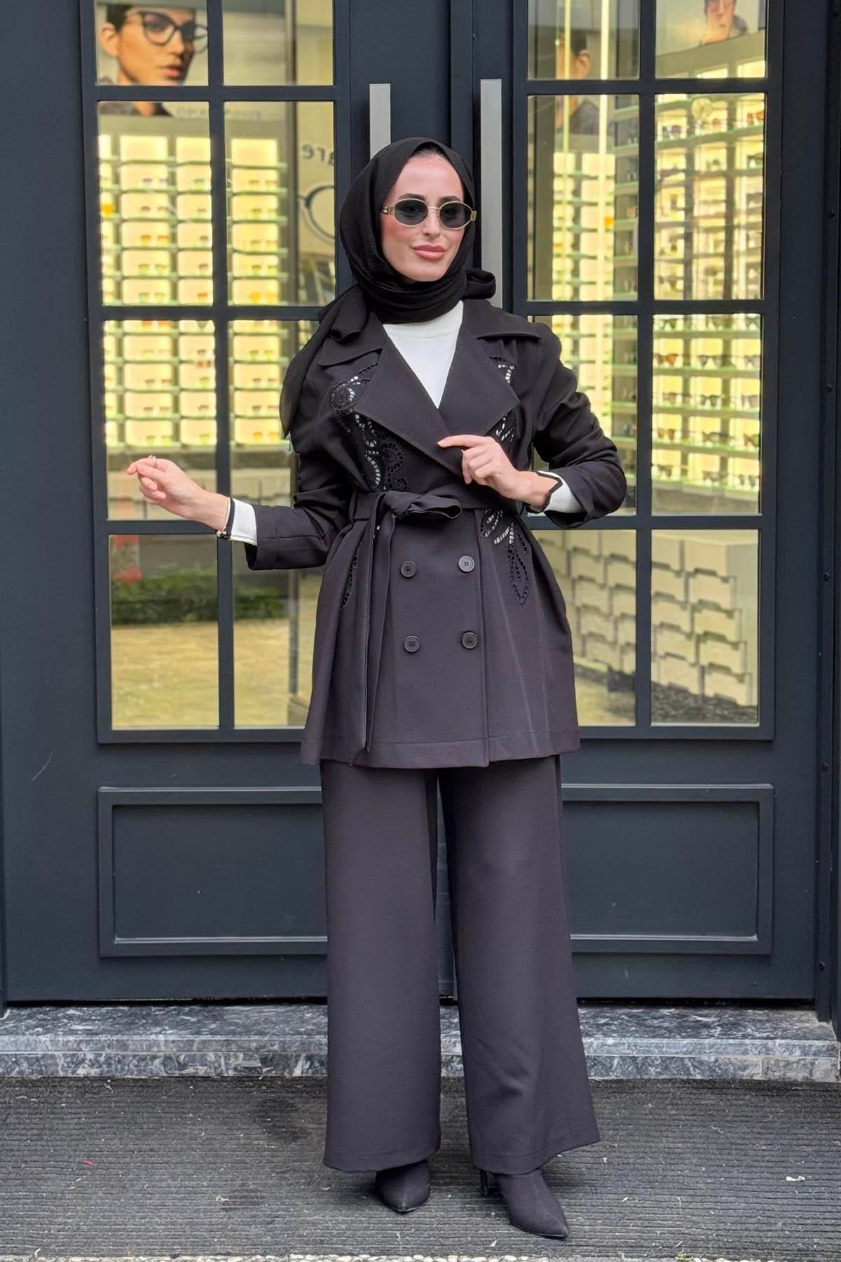 Nurcan Çetin Pantolonlu Takım 25573 Siyah