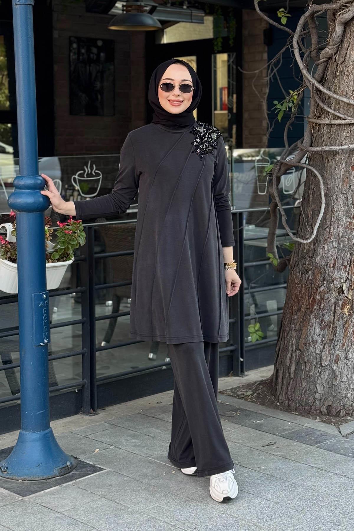 Nurcan Çetin Pantolonlu Takım 26436 Siyah