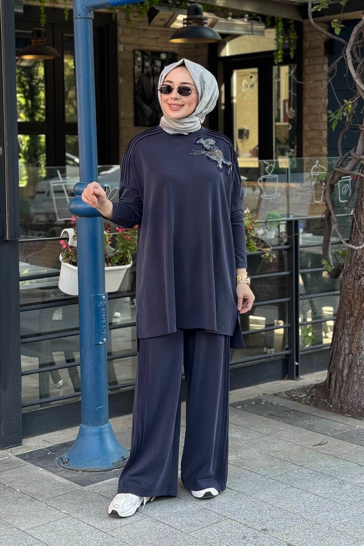 Nurcan Çetin Pantolonlu Takım 26442 Lacivert
