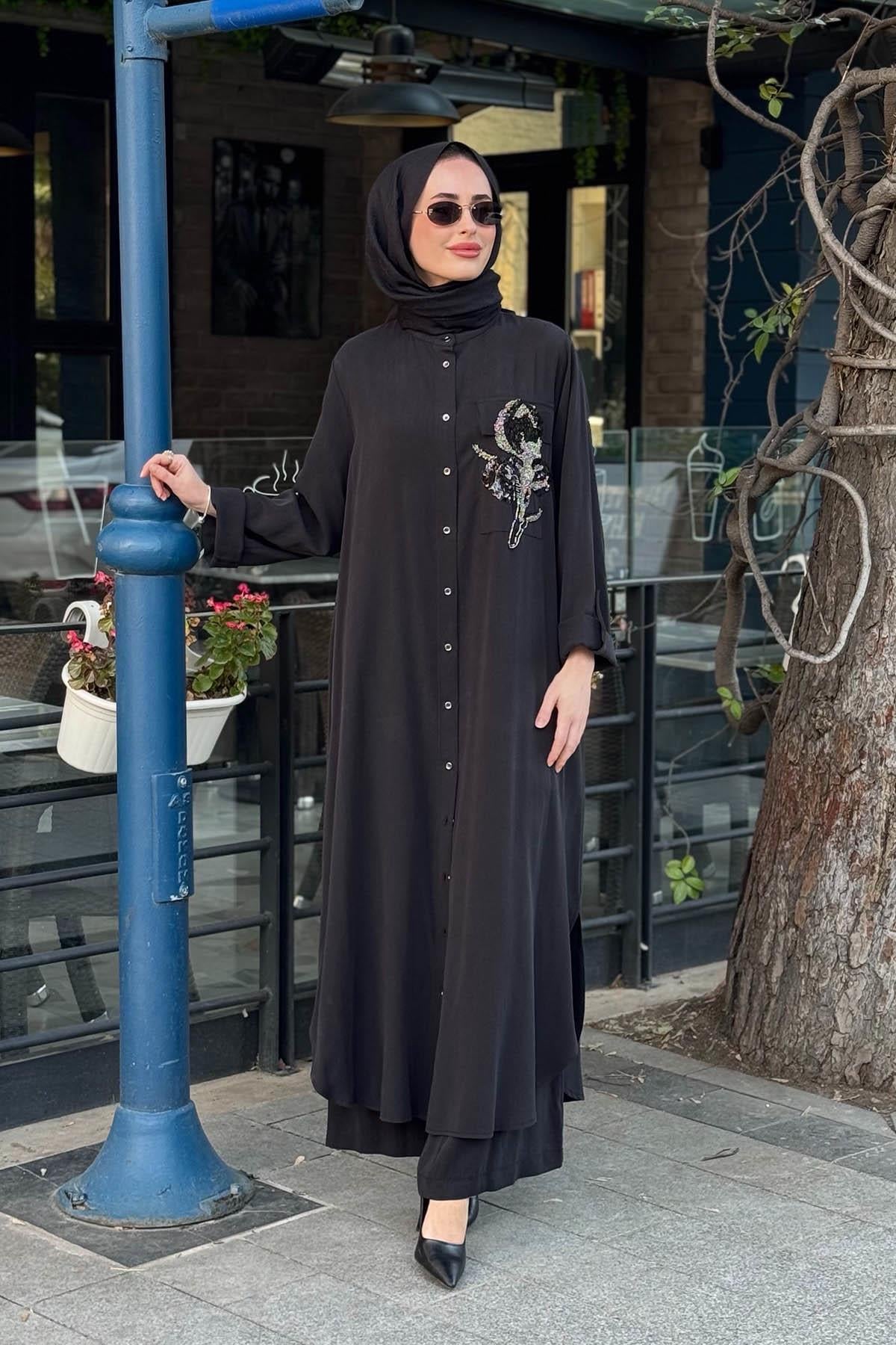 Nurcan Çetin Pantolonlu Takım 26444 Siyah
