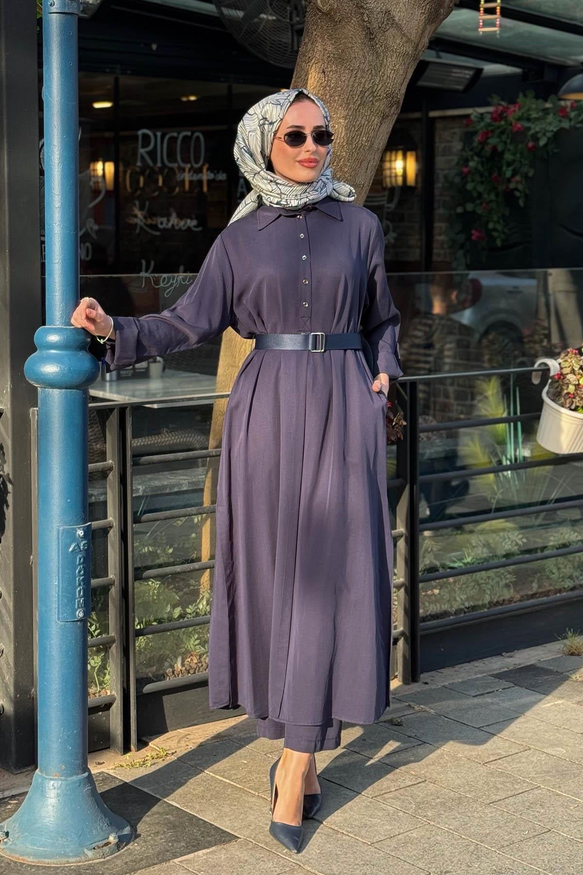 Nurcan Çetin Pantolonlu Takım 26459 Lacivert