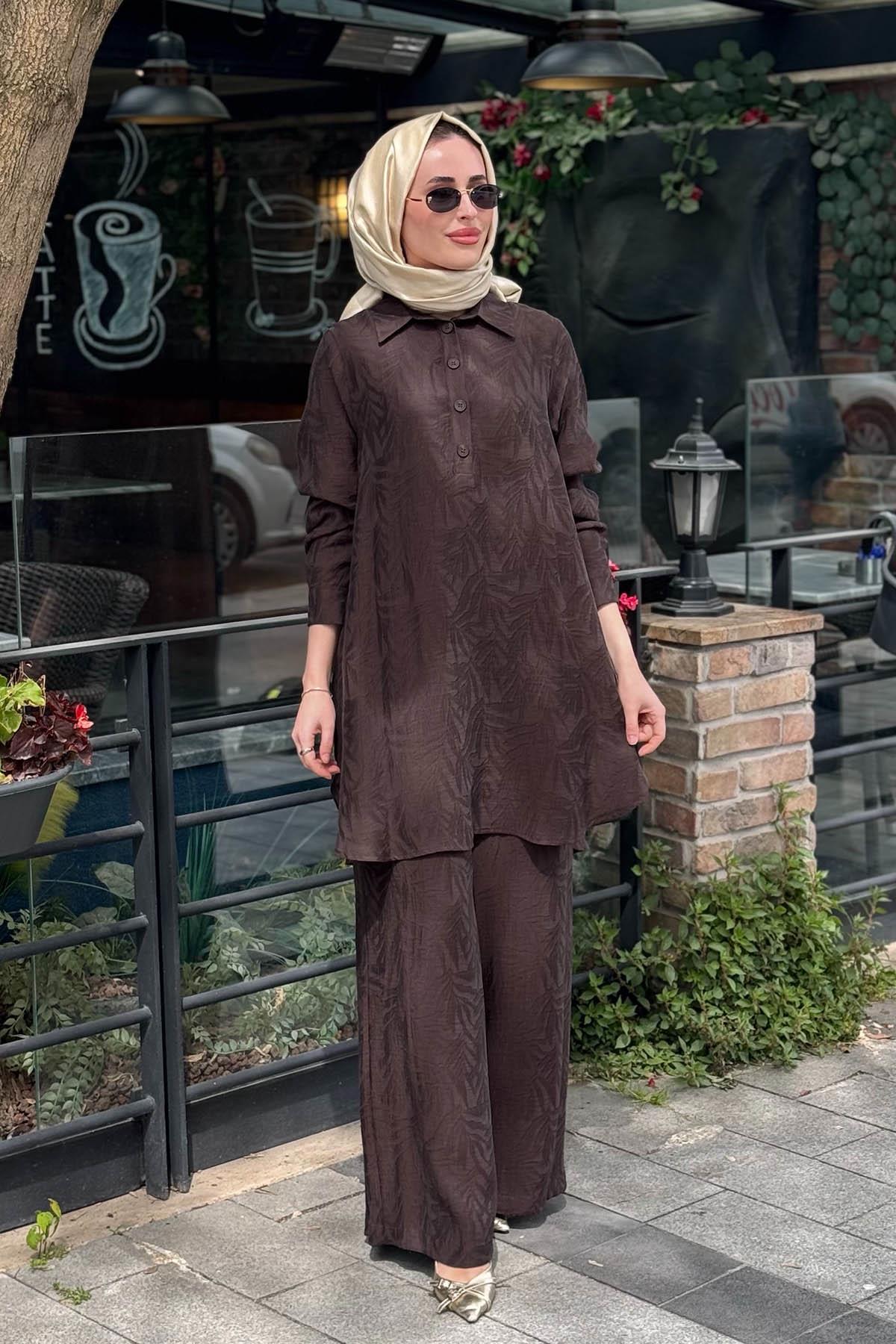Nurcan Çetin Pantolonlu Takım 26463 Kahve