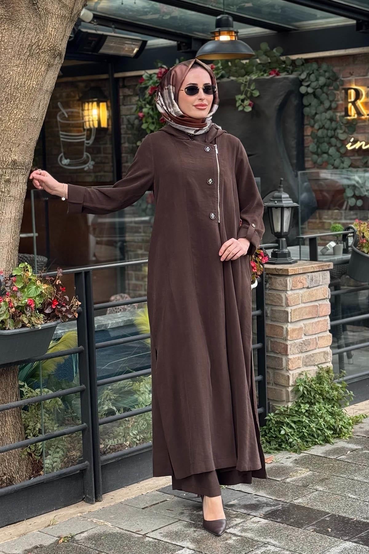 Nurcan Çetin Pantolonlu Takım 26468 Kahve