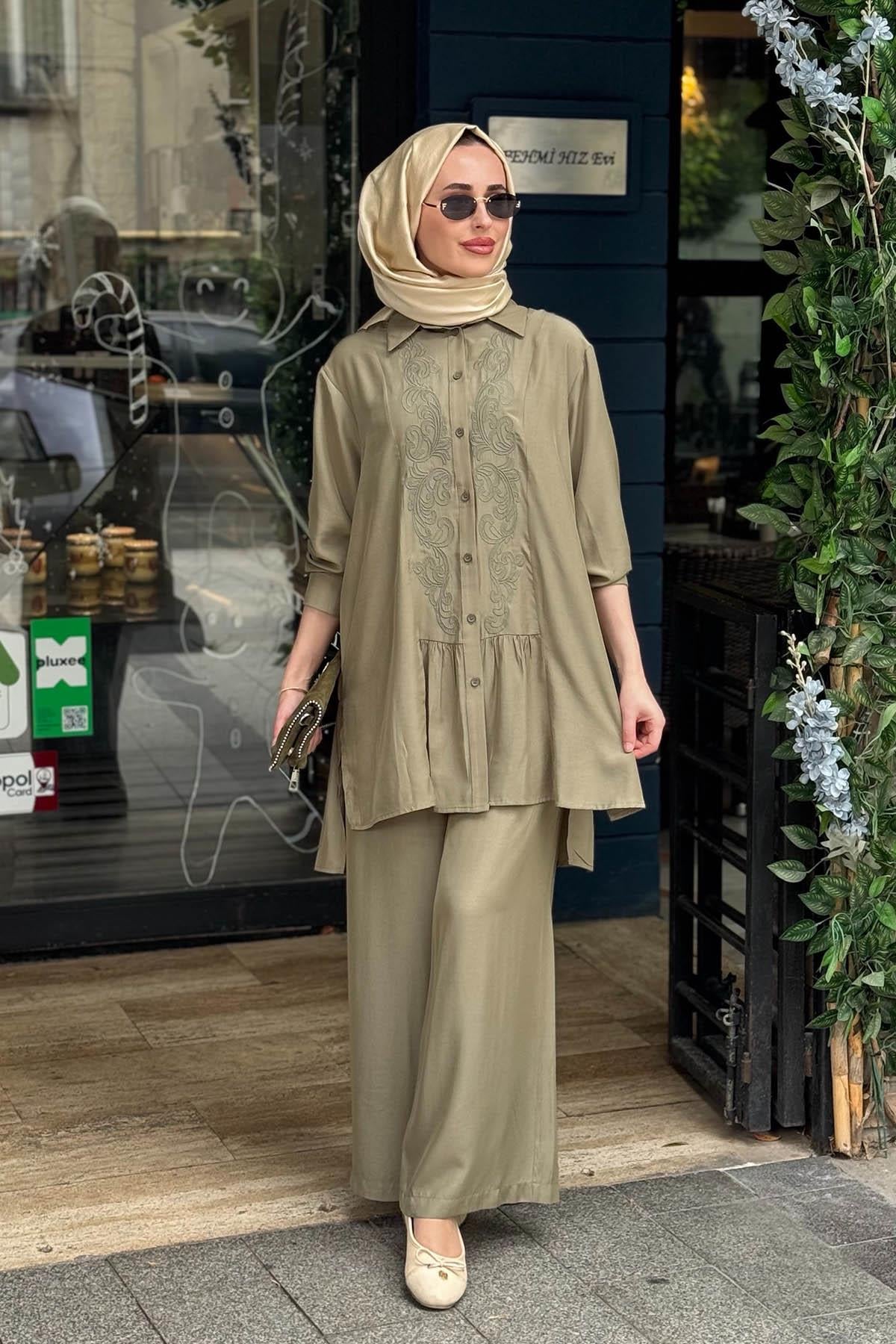 Nurcan Çetin Pantolonlu Takım 26469 Haki