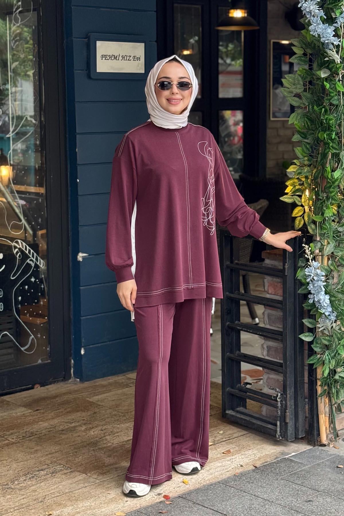 Nurcan Çetin Pantolonlu Takım 26470 Bordo