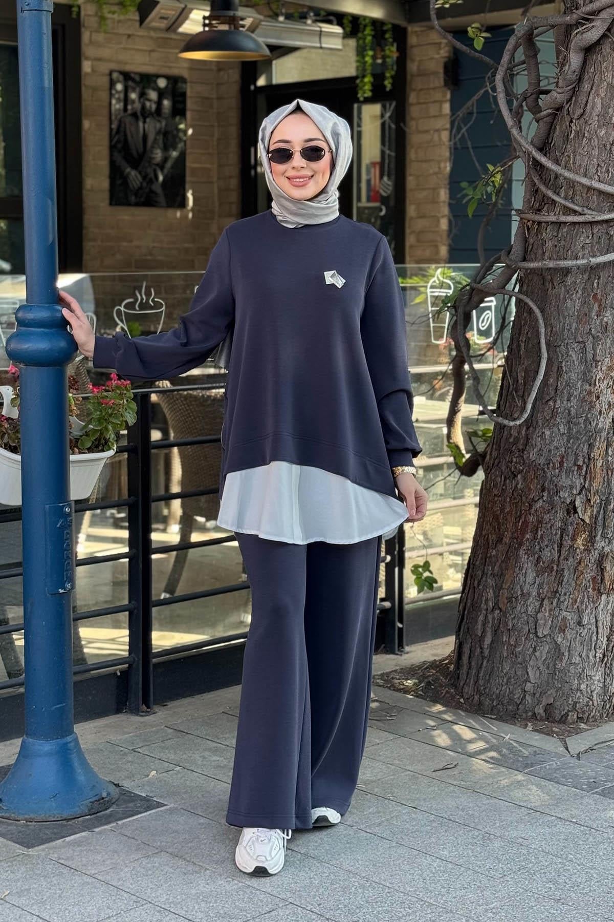 Nurcan Çetin Pantolonlu Takım 26471 Lacivert