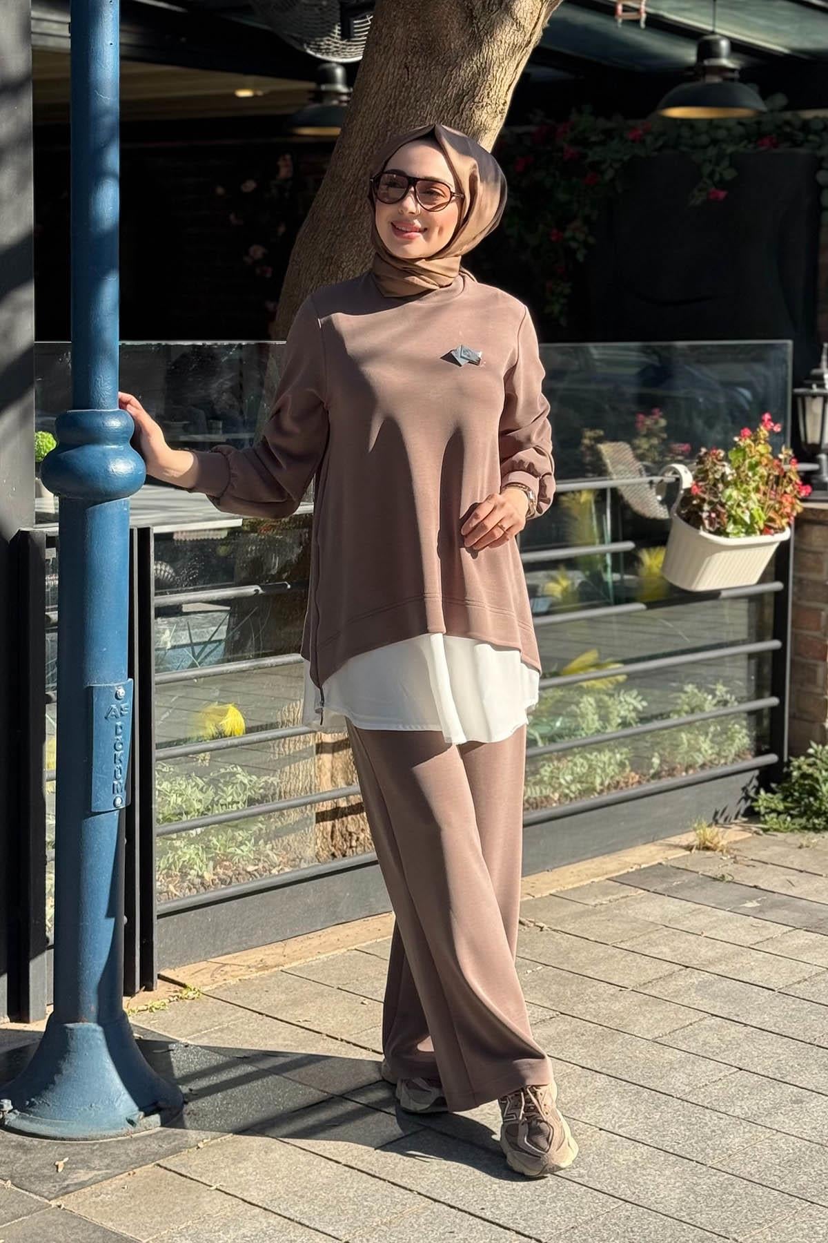 Nurcan Çetin Pantolonlu Takım 26471 Vizon