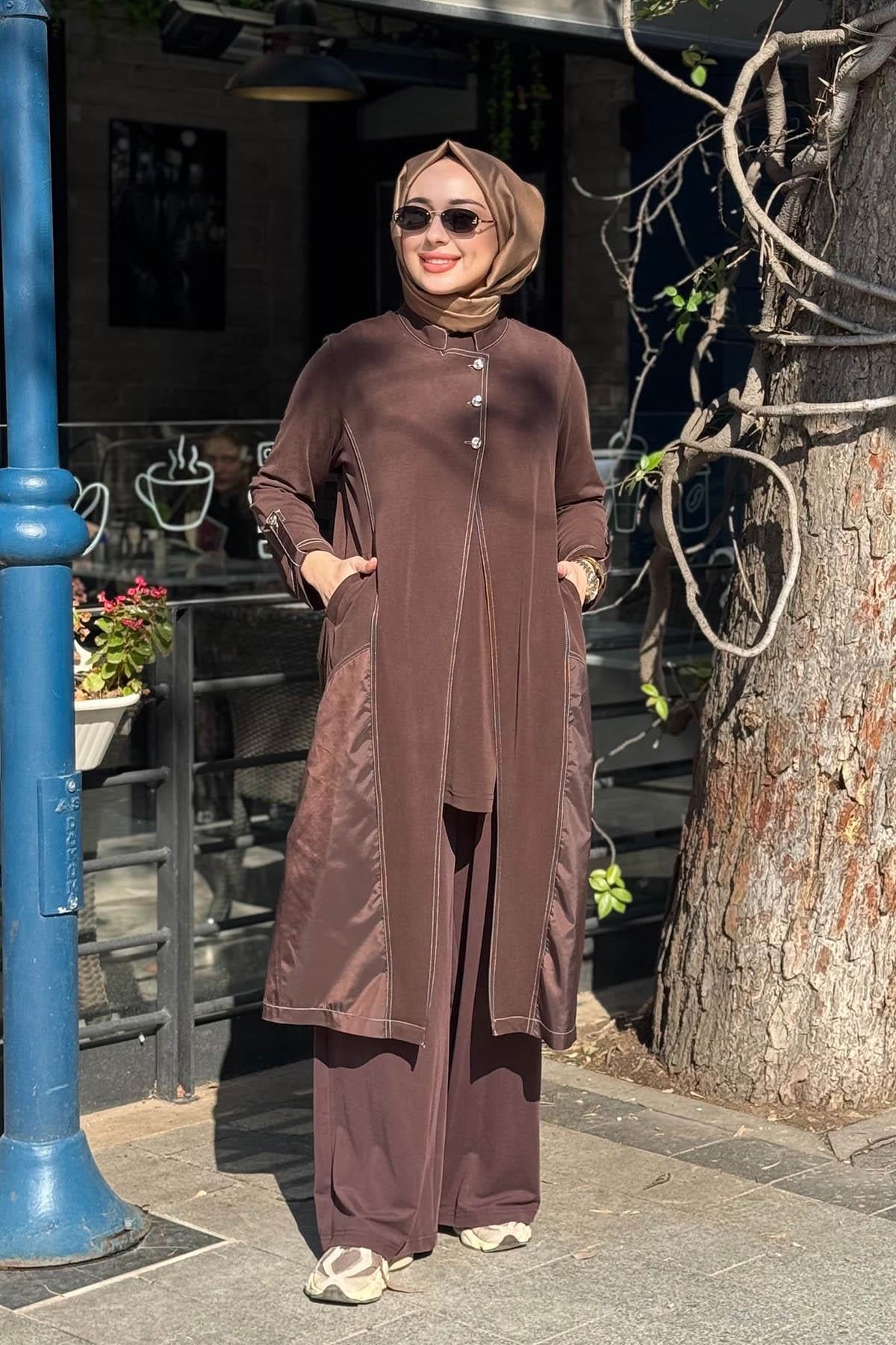 Nurcan Çetin Pantolonlu Takım 26605 Kahve