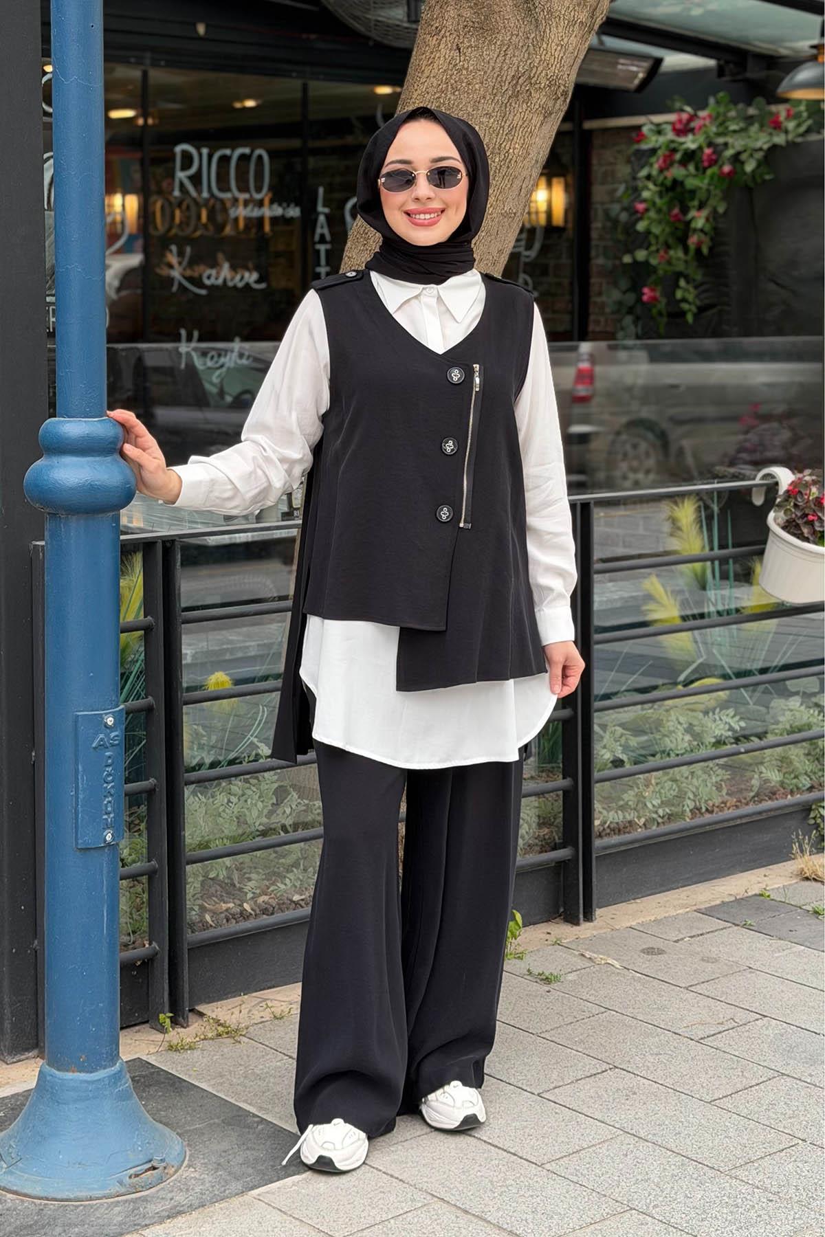Nurcan Çetin Pantolonlu Takım 26606 Siyah