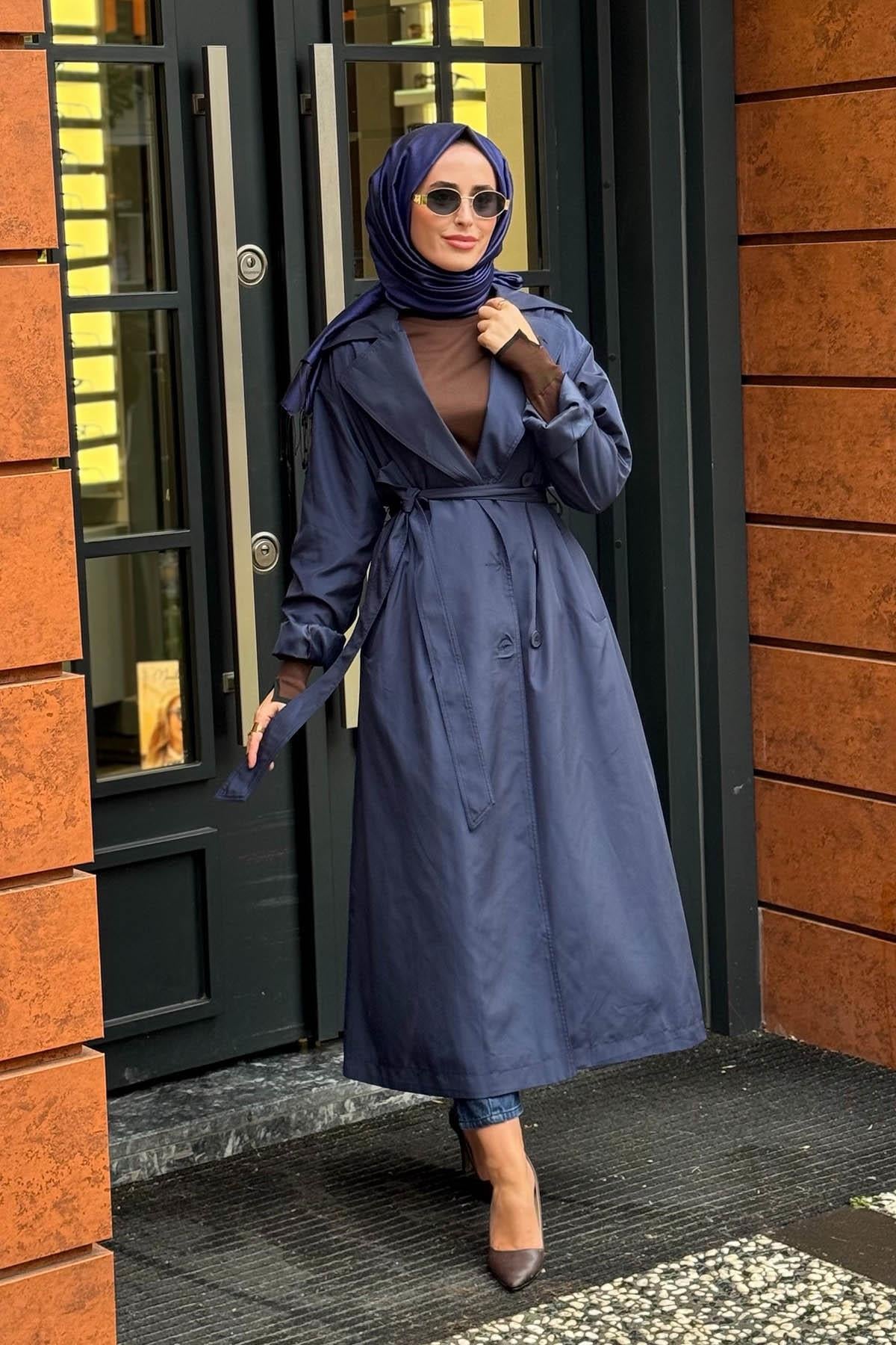 Nurcan Çetin Trençkot 25717 Lacivert