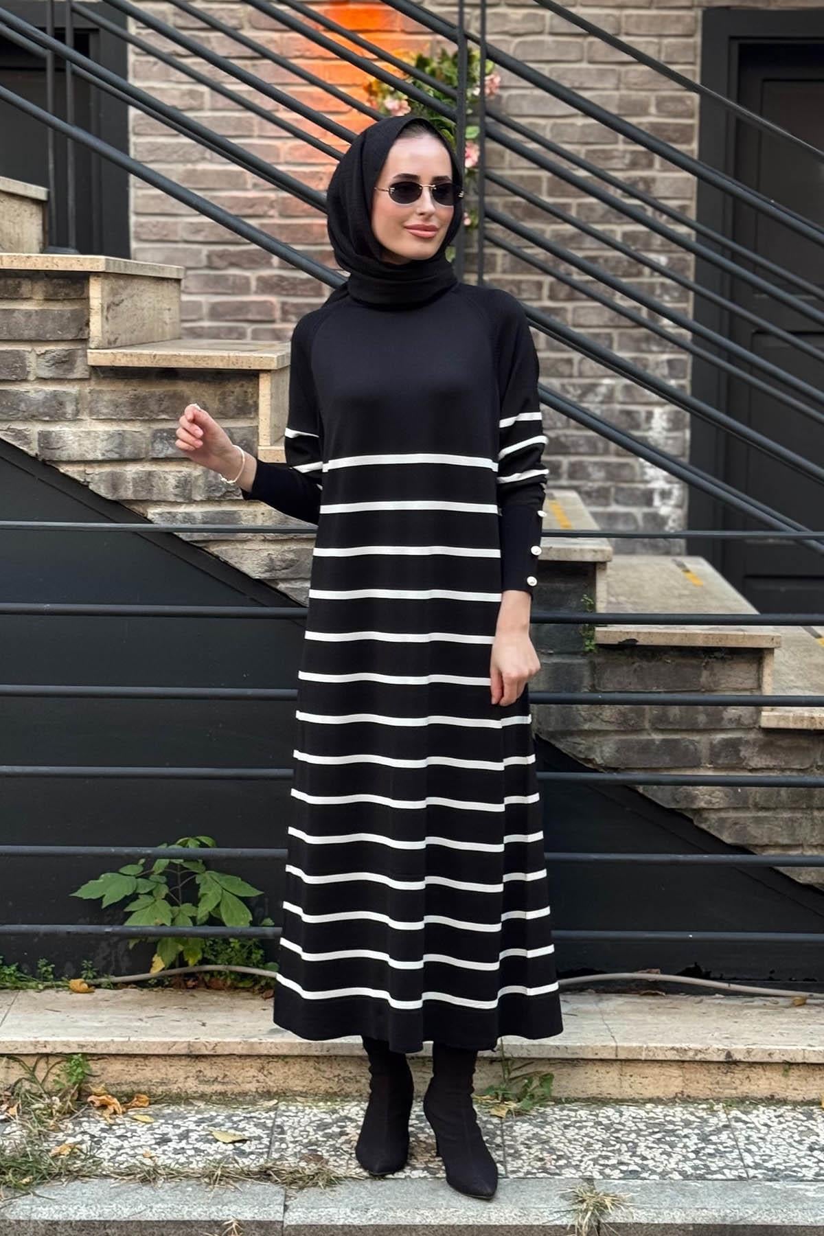Nurcan Çetin Triko Elbise N018 Siyah