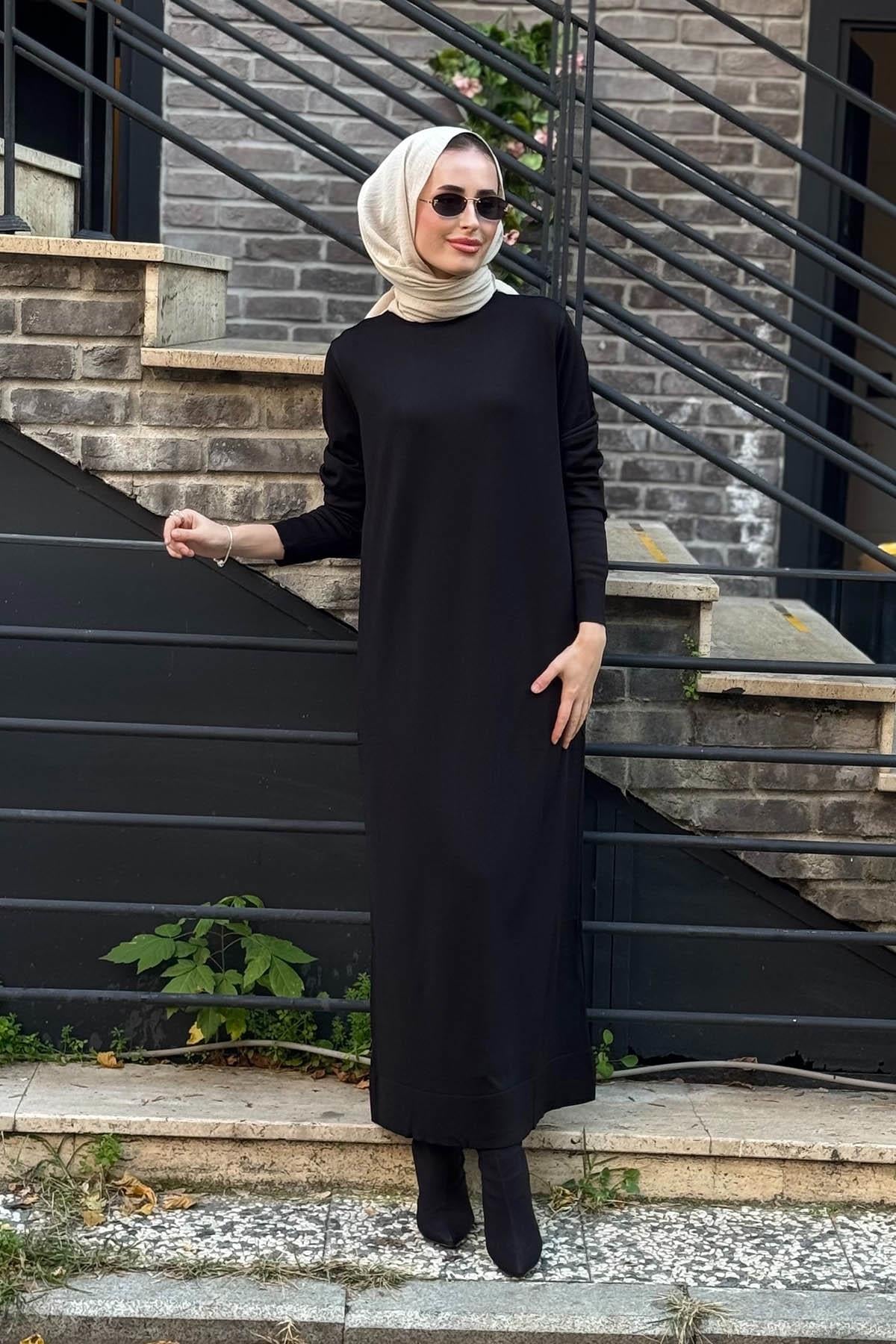Nurcan Çetin Triko Elbise N019 Siyah