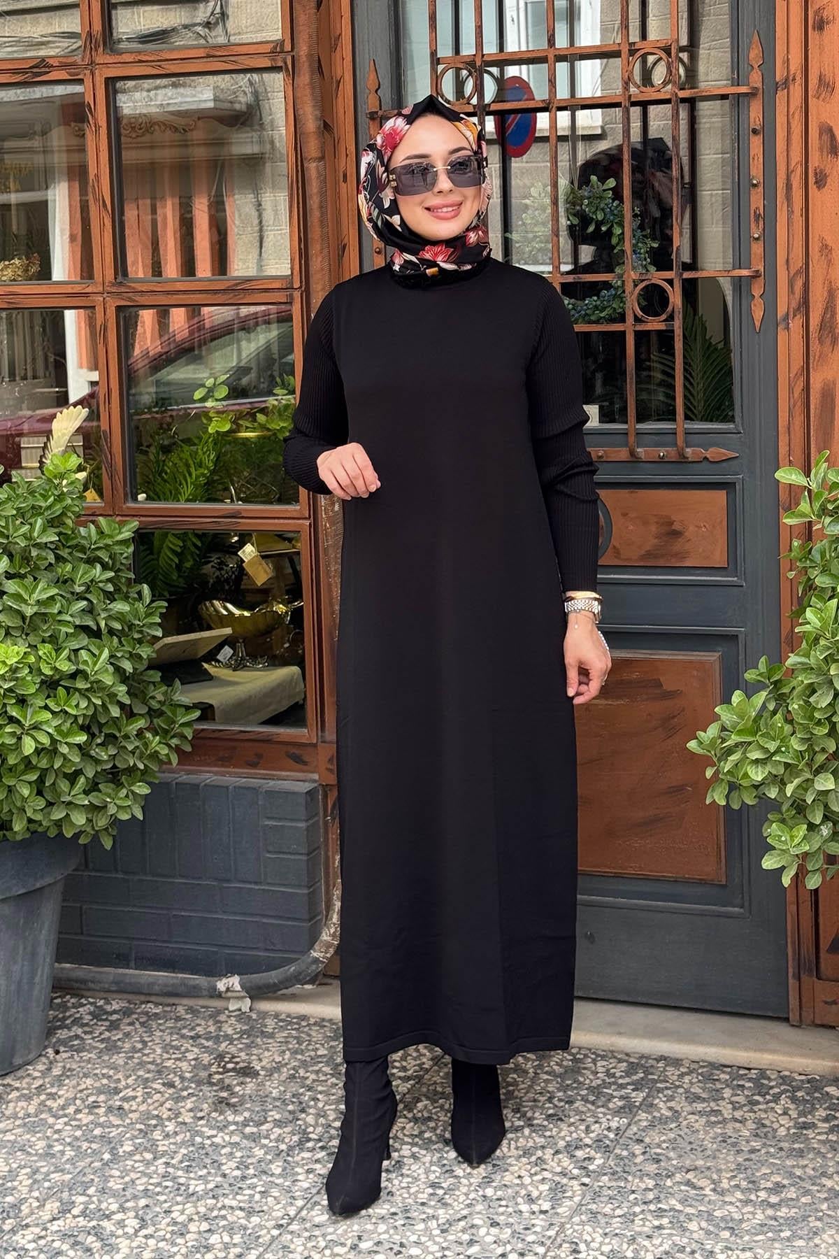 Nurcan Çetin Triko Elbise NR162 Siyah