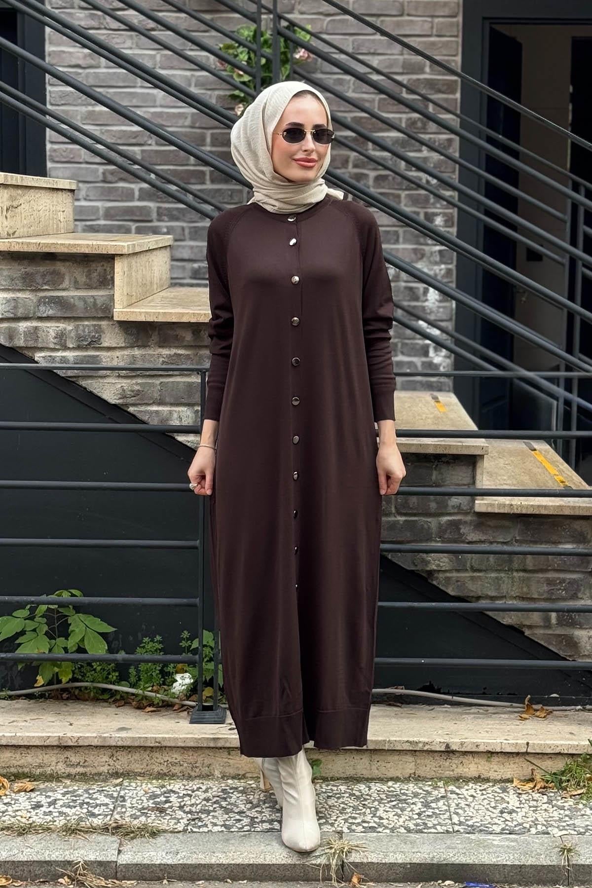 Nurcan Çetin Triko Hırka N024 Kahve
