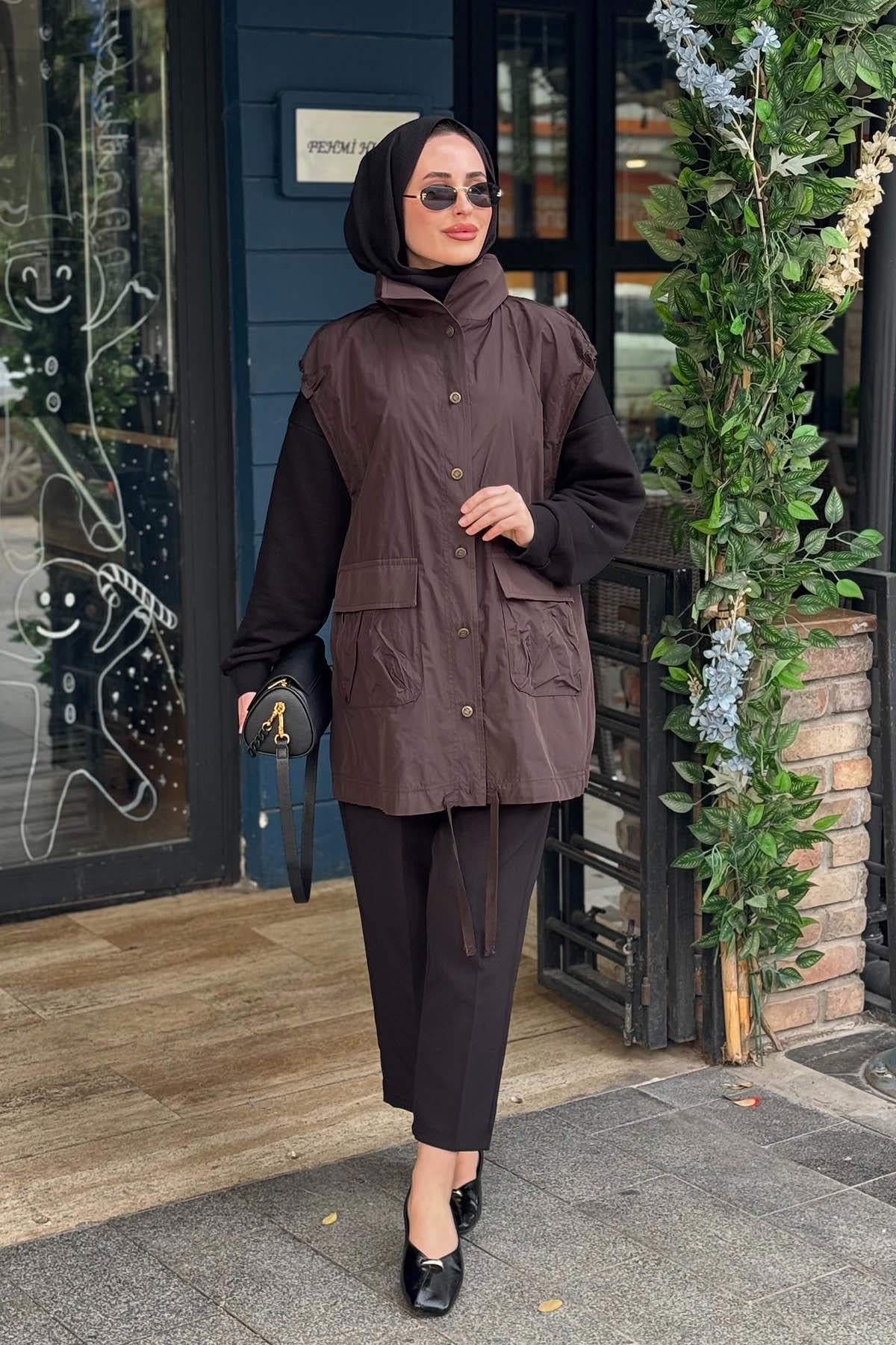 Nurcan Çetin Yelek 26226 Kahve