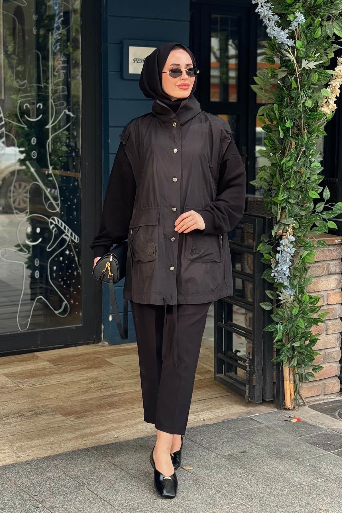 Nurcan Çetin Yelek 26226 Siyah