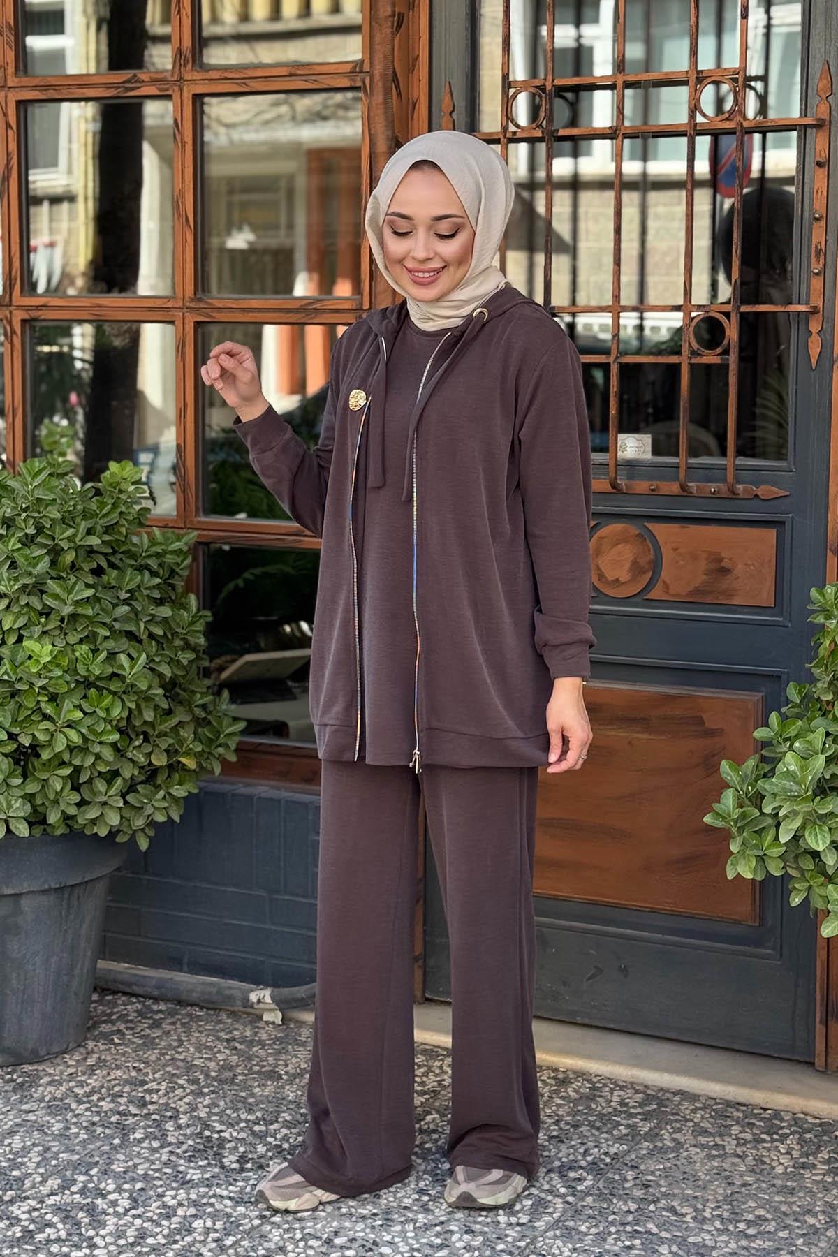 OMELYA Pantolonlu 3 lü Takım 26KZ1012 Kahve