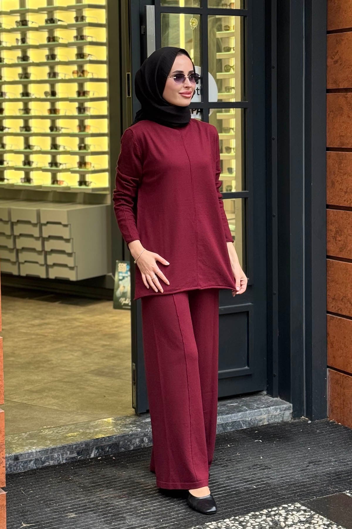 QOOQ 2Lİ Triko Takım 27FW210 Bordo