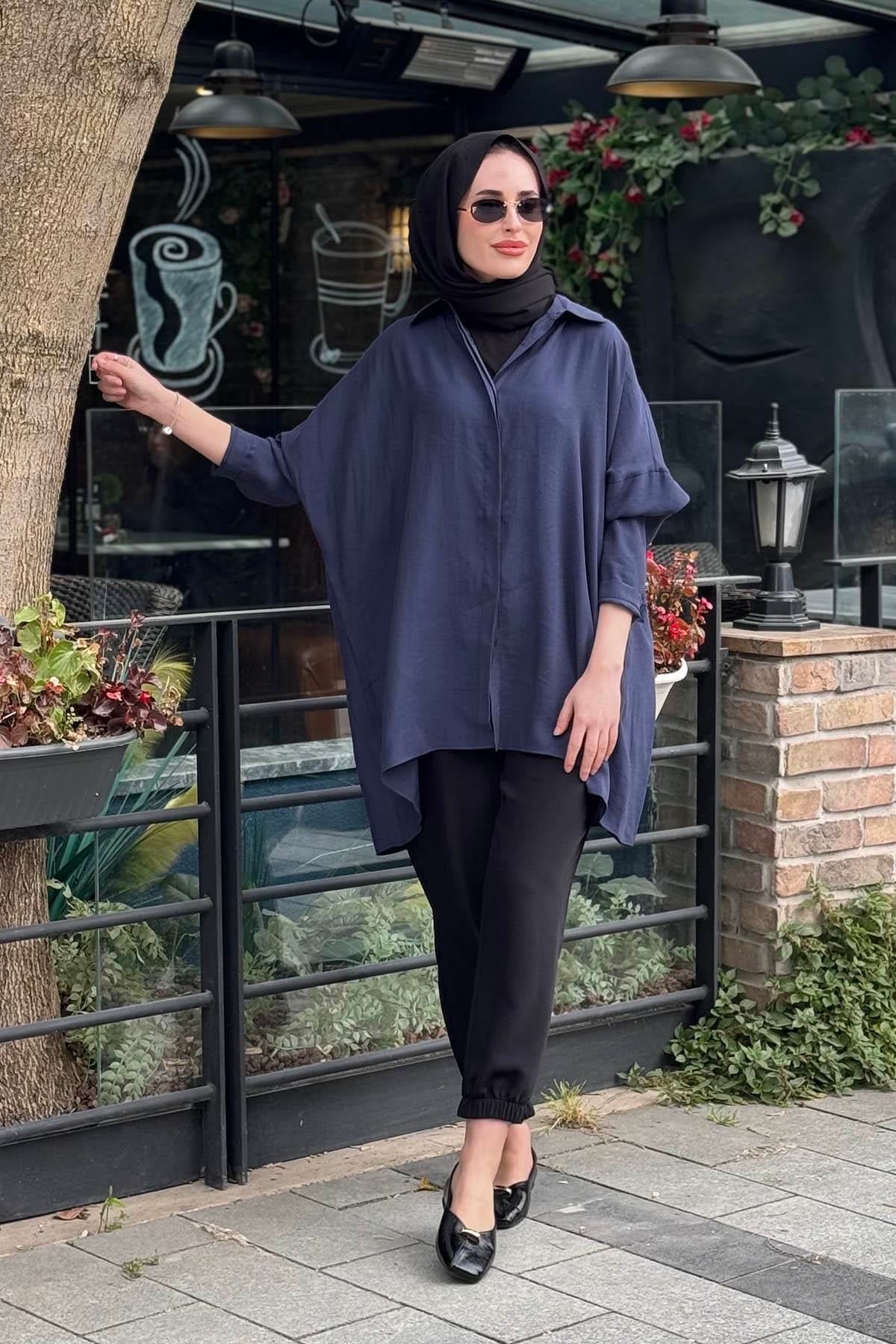QOOQ Gömlek 26SS233 Lacivert