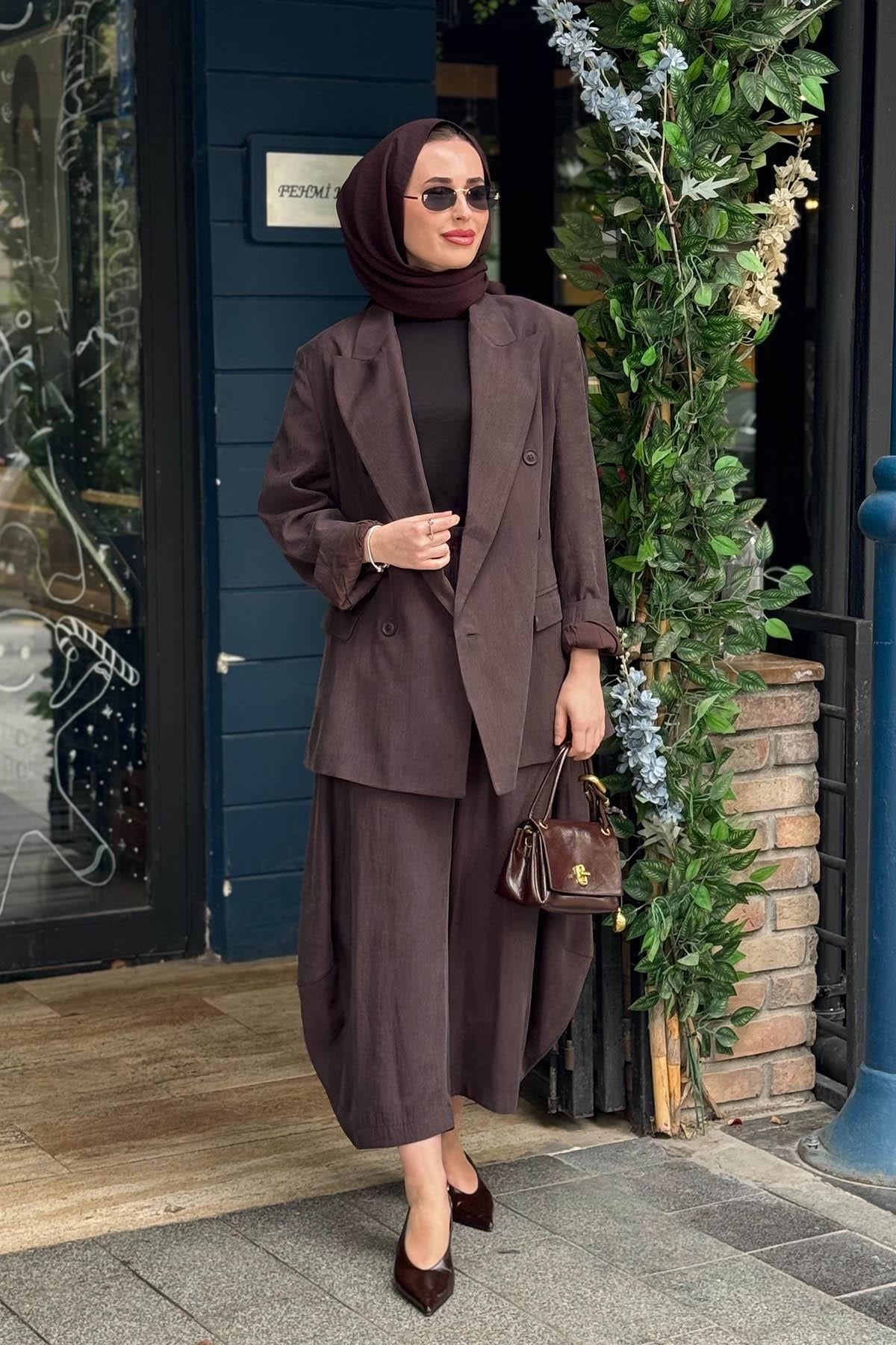 QOOQ İris Pantolonlu Takım 26SS611T Bitter