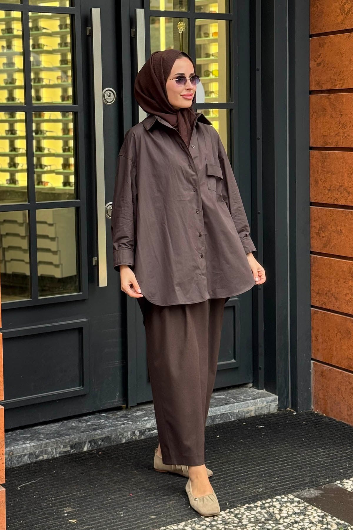 QOOQ Pamuk Gömlek 27FW216 Kahve