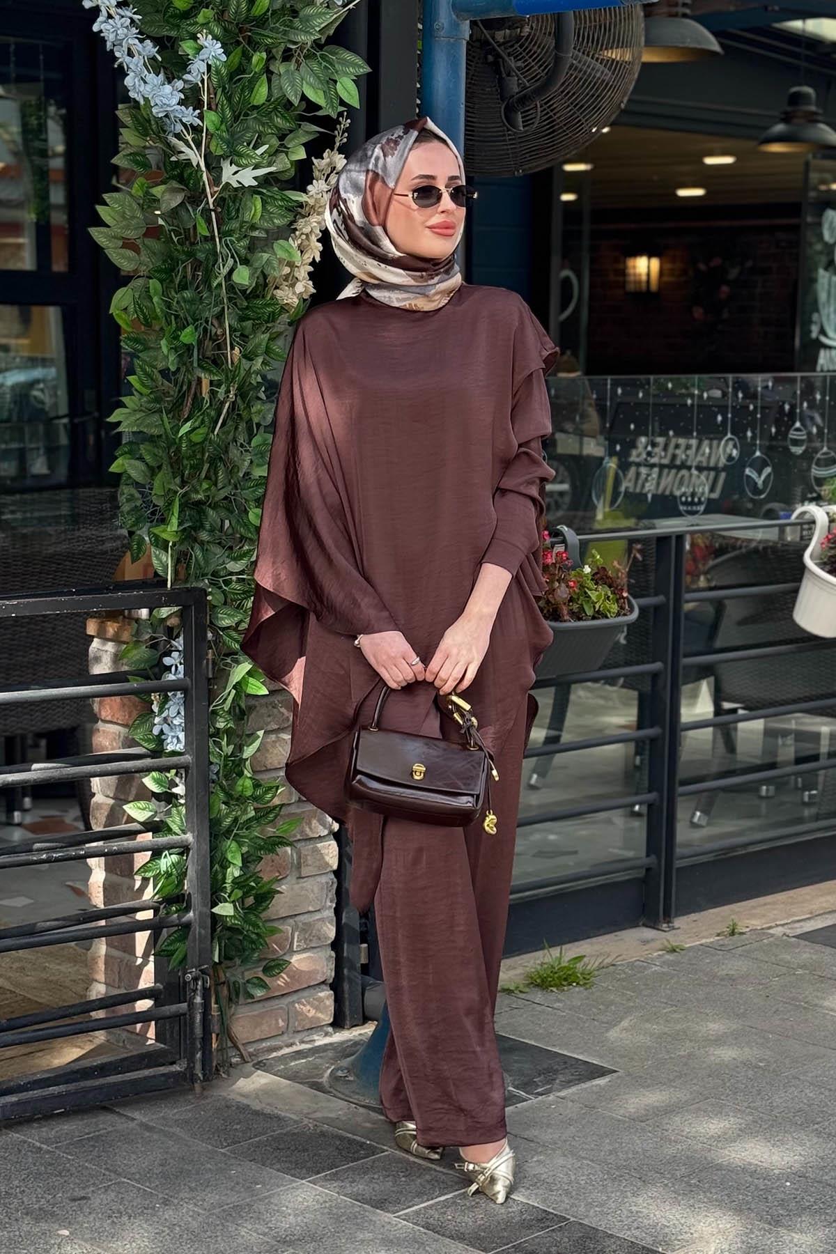 QOOQ Riva Pantolonlu Takım 26SS212T Kahve