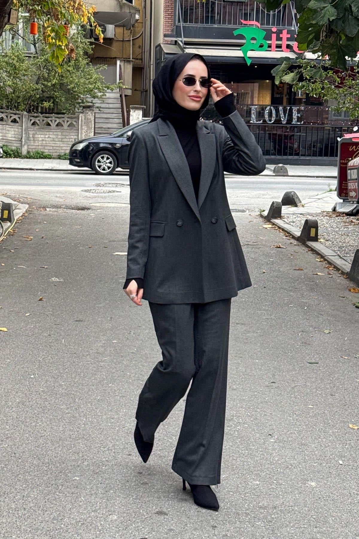 Seçil Pantolonlu Takım 10002521110012 Gri