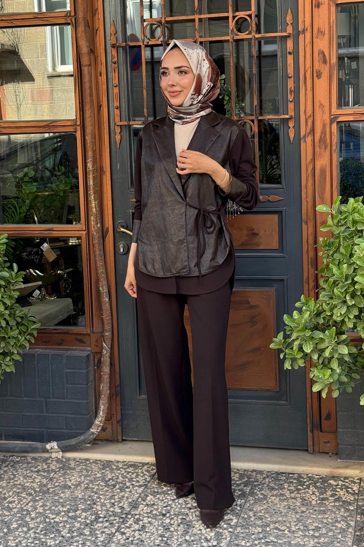 Seçil Pantolonlu Takım 10002521510017 Kahve
