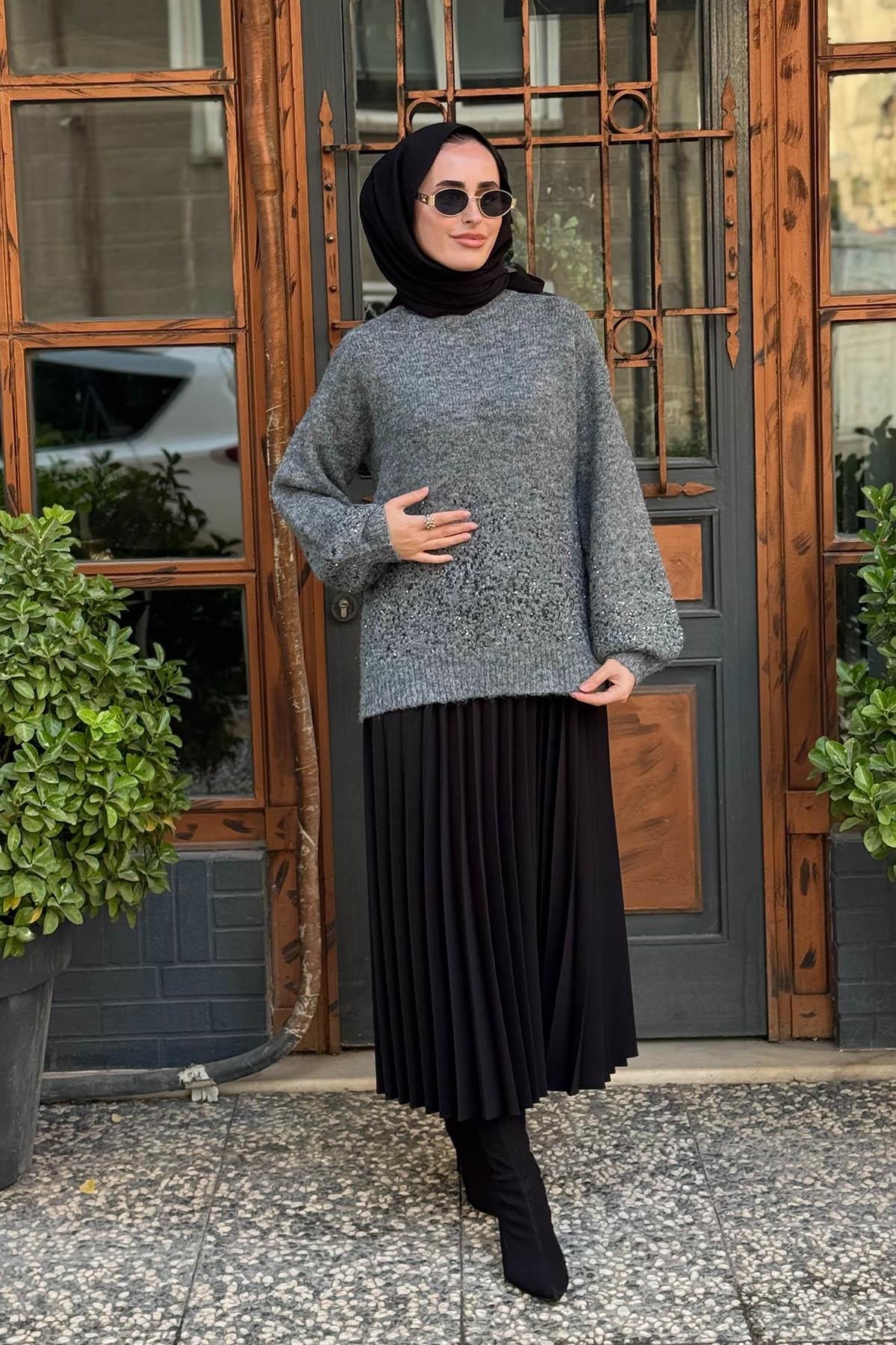 Seçil Triko Kazak 10002521710044 Gri